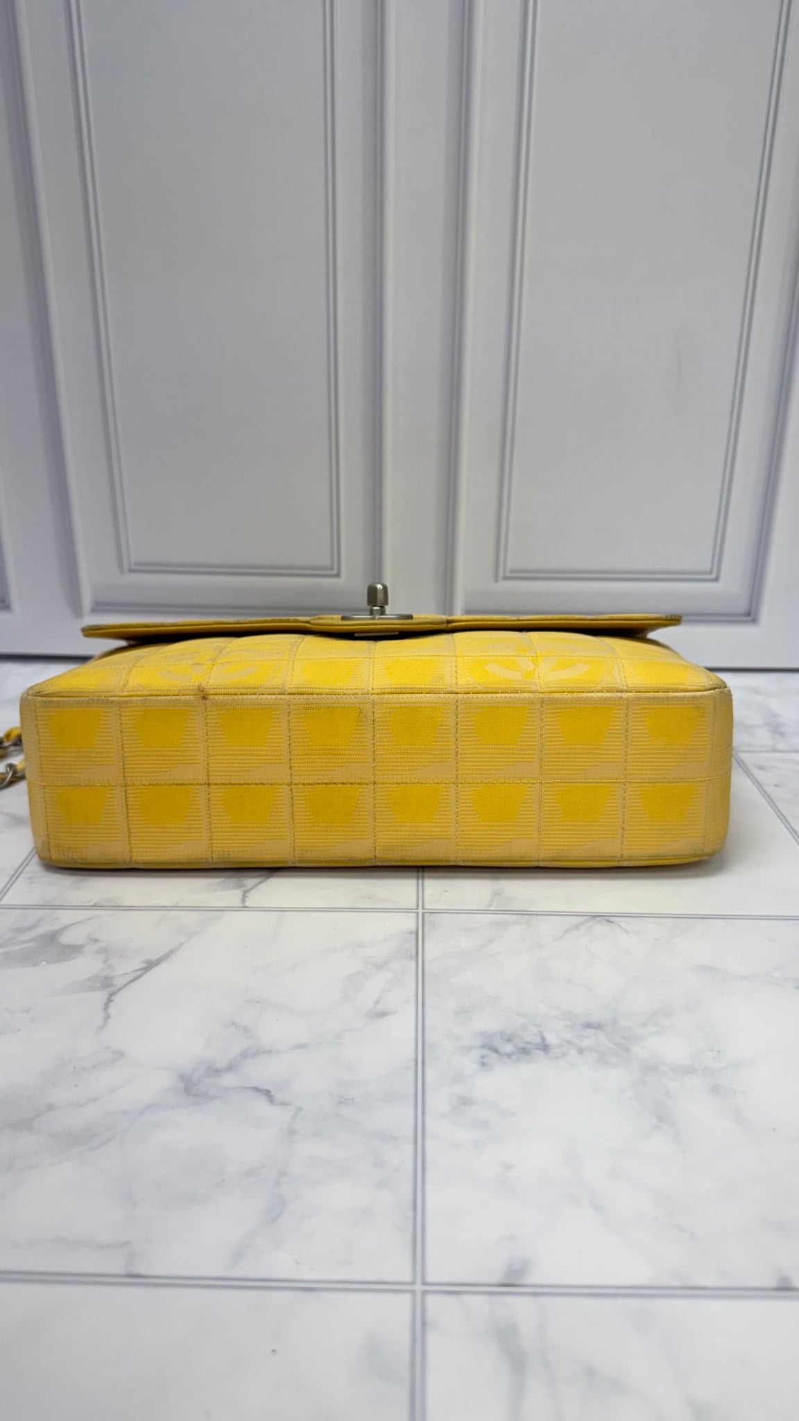 Chanel Yellow Nylon Canvas Travel Line East/West Medium Flap Bag