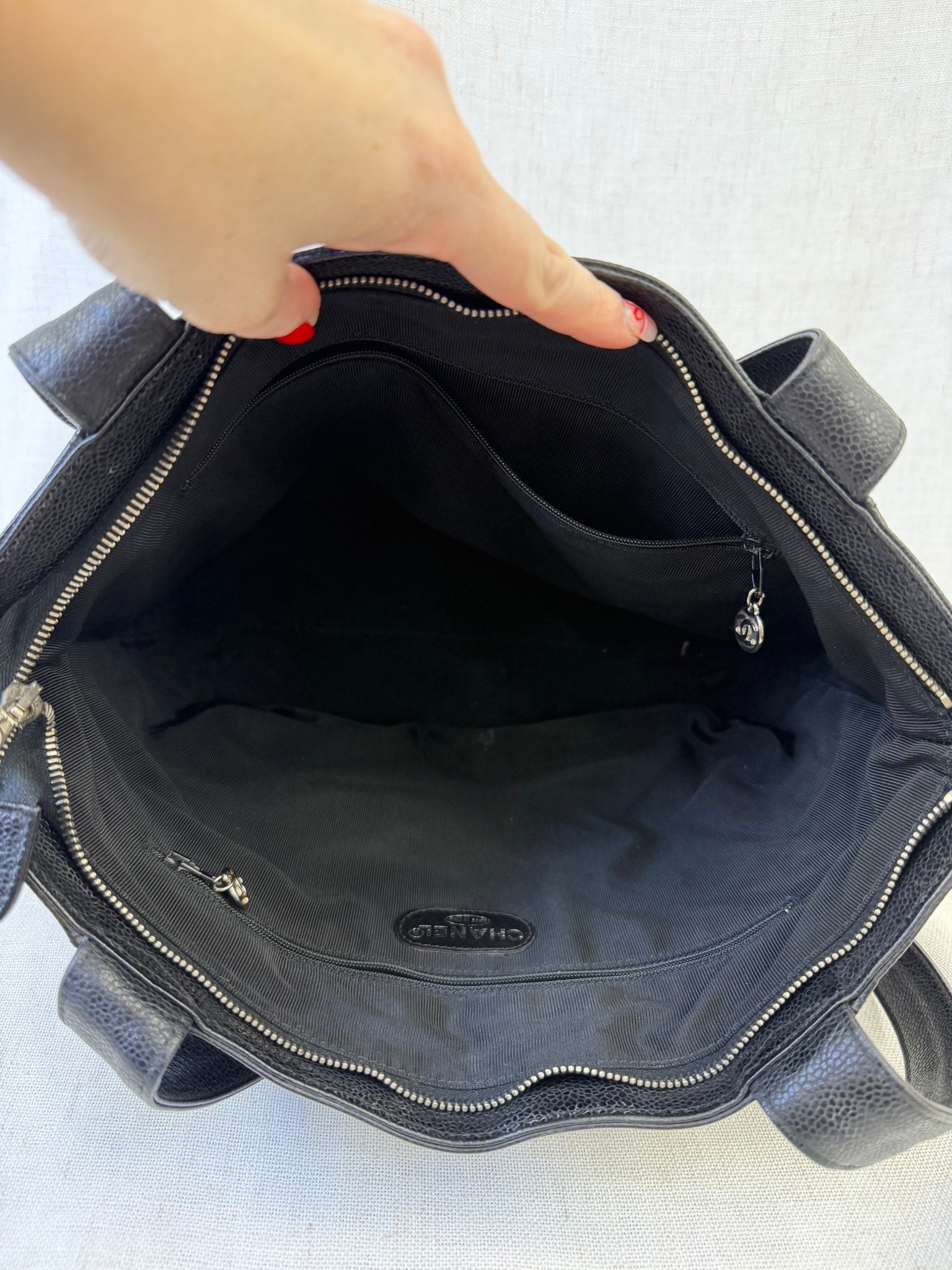 Chanel Black Caviar Leather Tote Bag