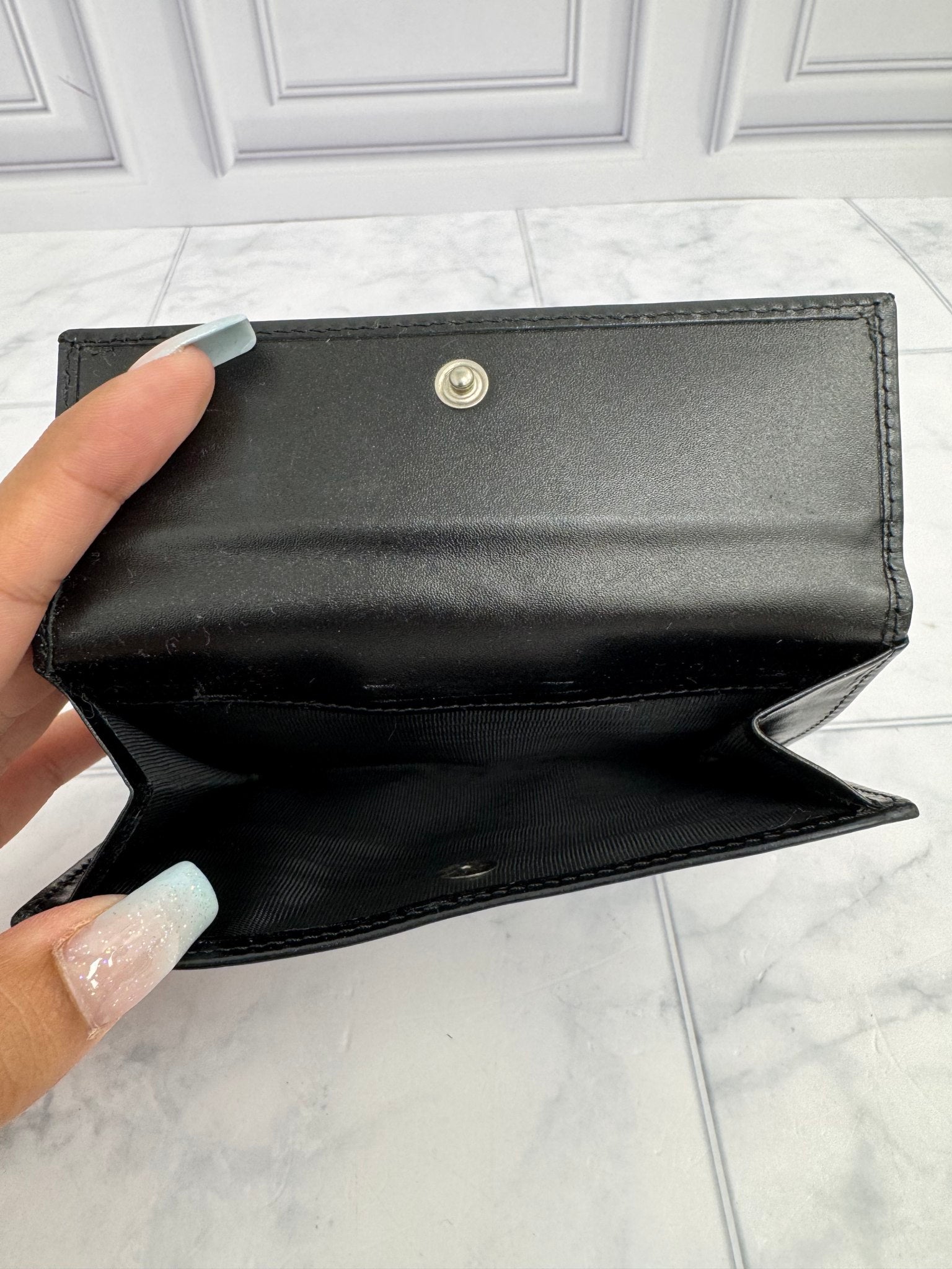 Prada Black Leather Compact Wallet
