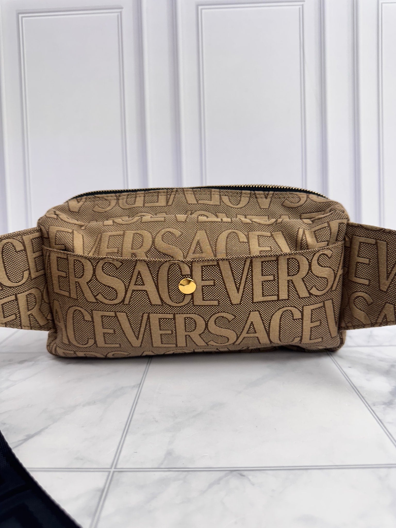 Versace Brown Canvas Belt Bag