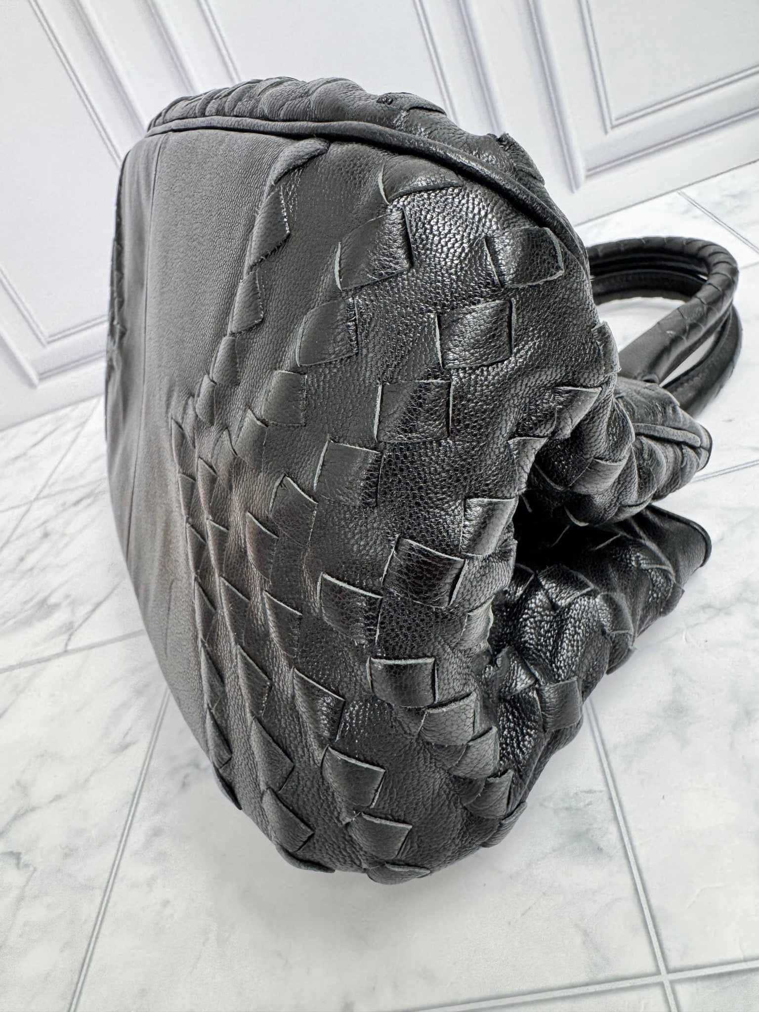 Bottega Veneta Black Intrecciato Leather Handbag