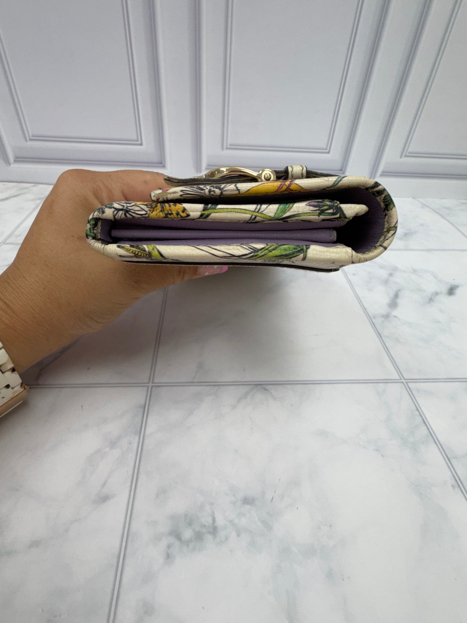 Gucci Ivory Floral Leather Dome 2Way Bag & Wallet