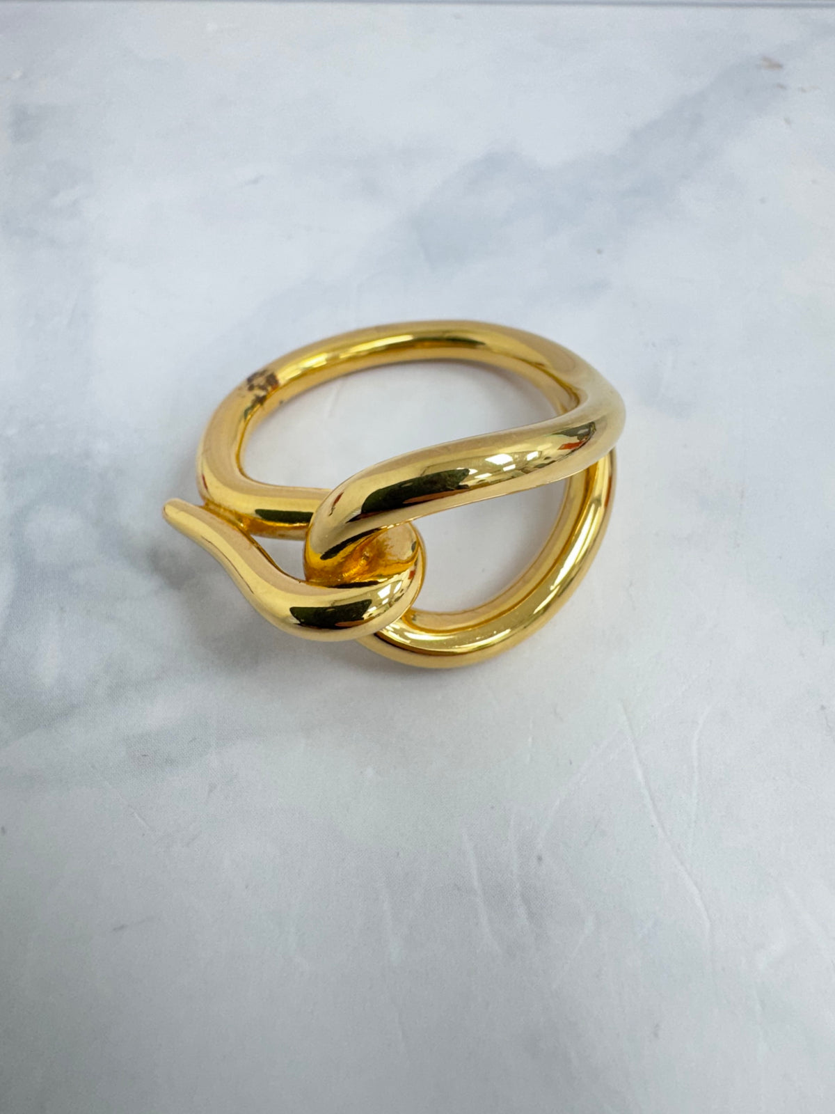 Hermes Gold Tone Jumbo Scarf Ring