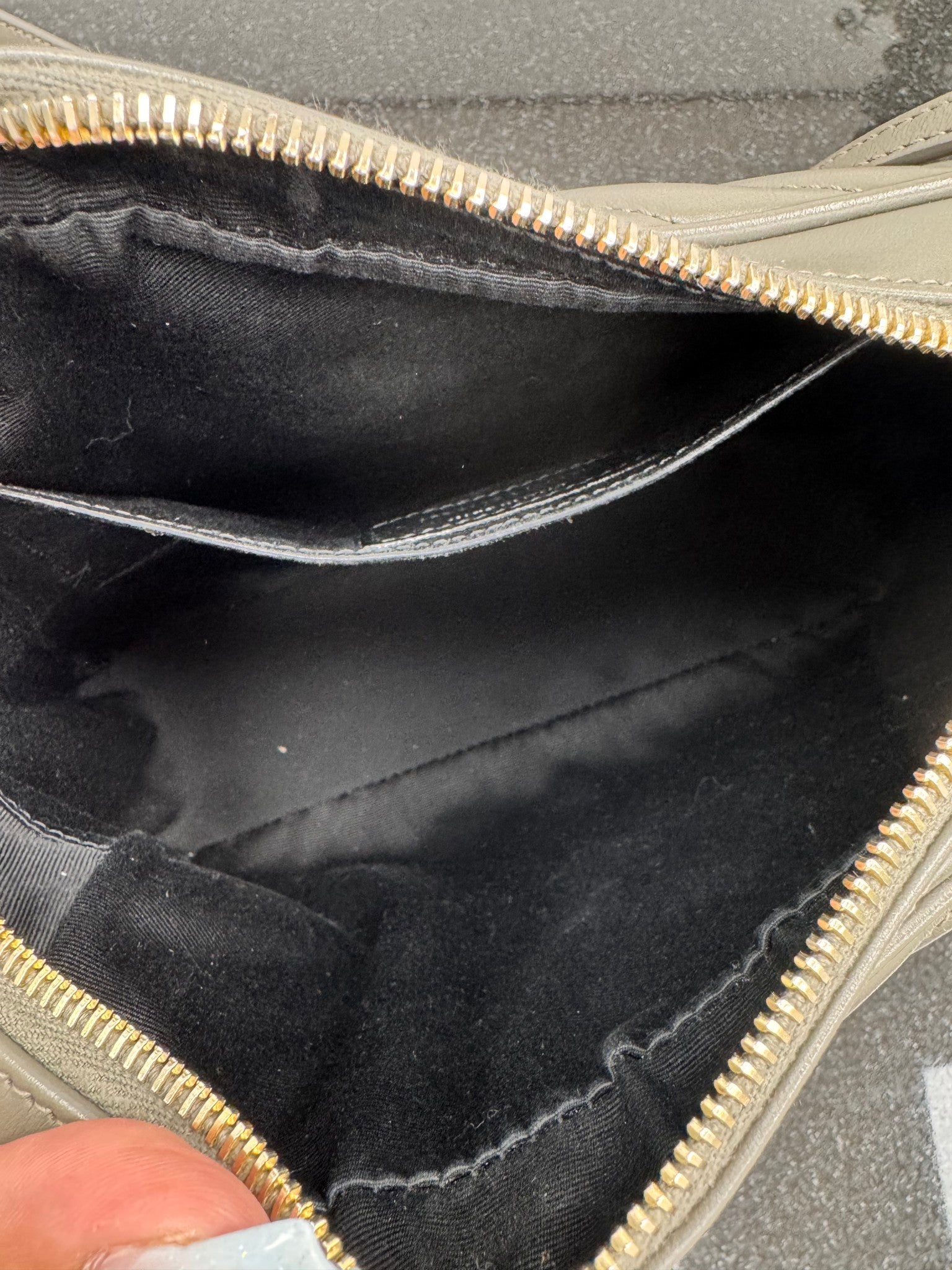LIKE NEW - Saint Laurent YSL Grey Chevron Quilted Leather Lou Camera Bag