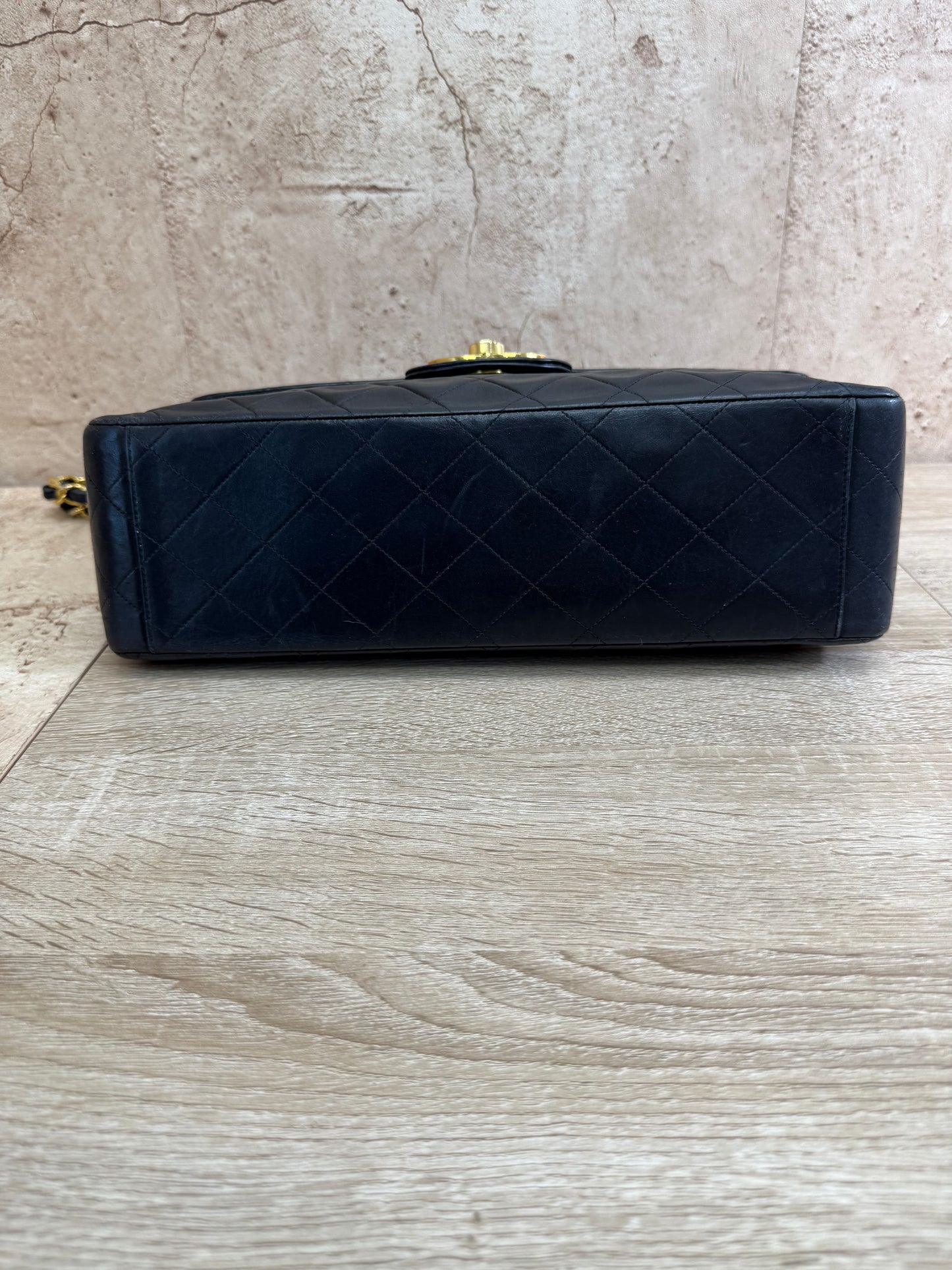 Chanel Black Quilted Lambskin XL Jumbo Single Flap Bag