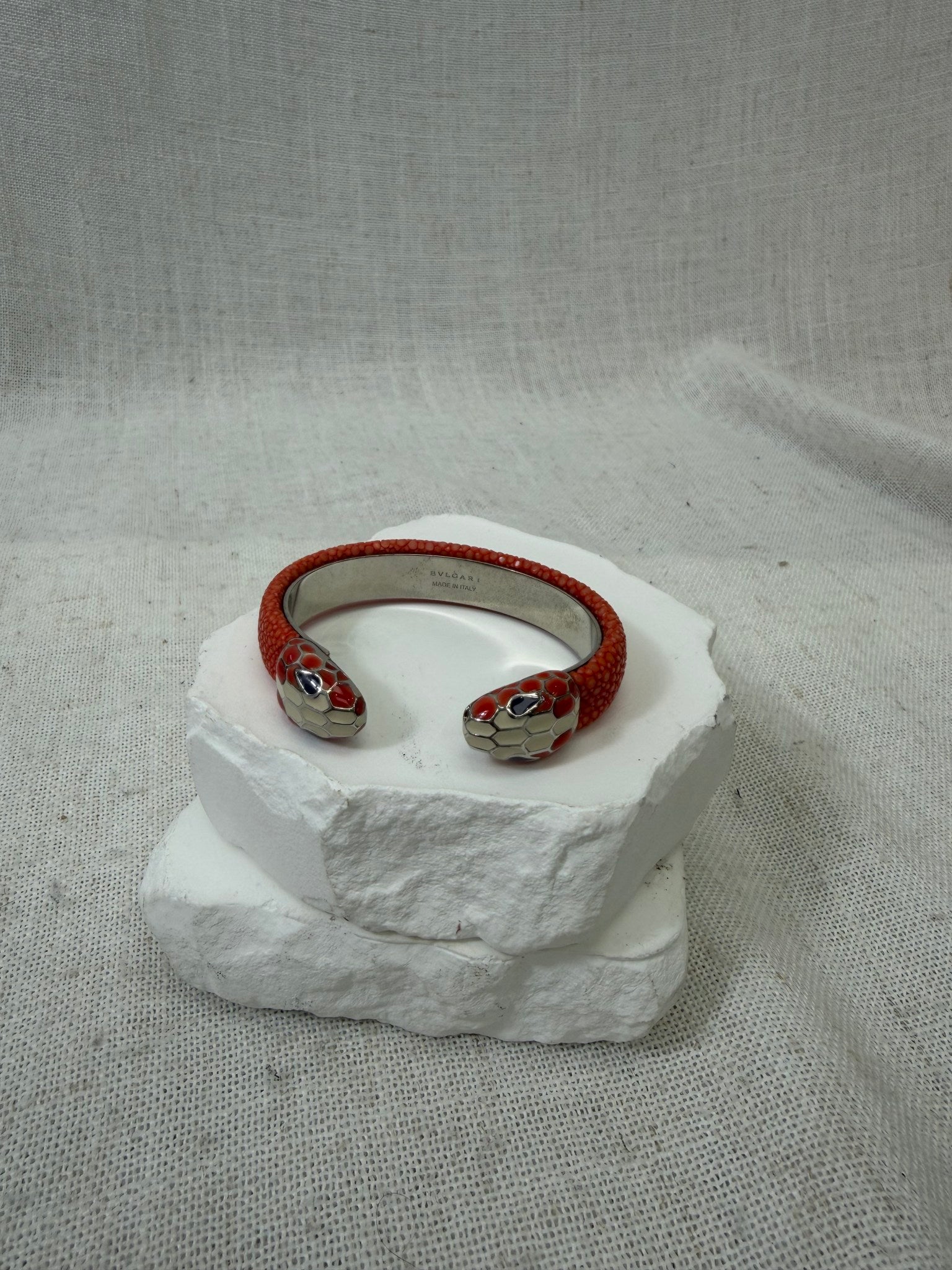 Bvlgari Orange Sting Ray Leather Serpentine Forever Bangle 