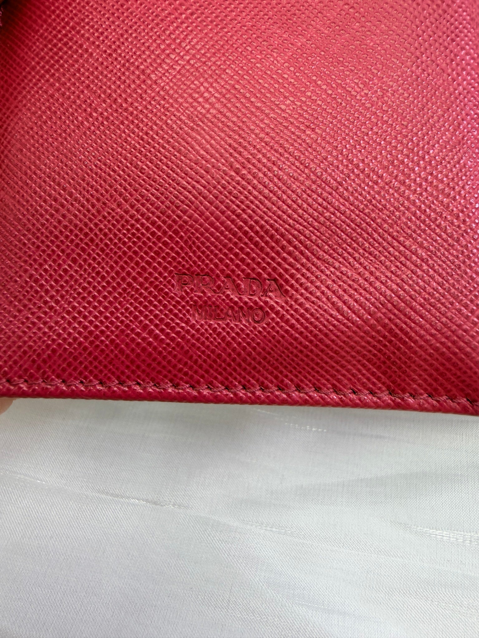 Prada Pink Saffiano Leather Trifold Wallet