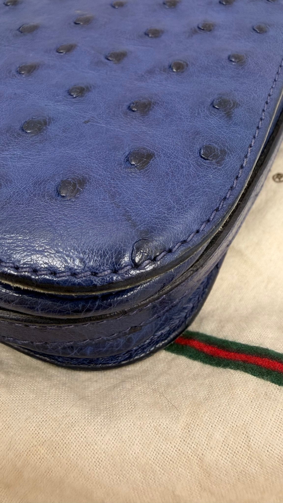 Gucci Blue Ostrich Leather Crossbody 