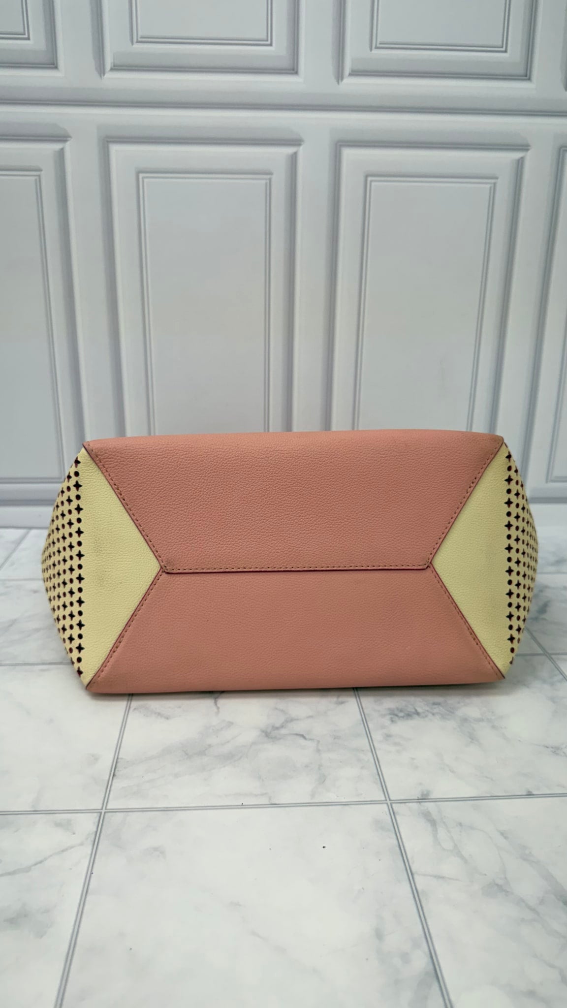 Louis Vuitton Pink Leather Perforated Lock Cabas Tote Bag