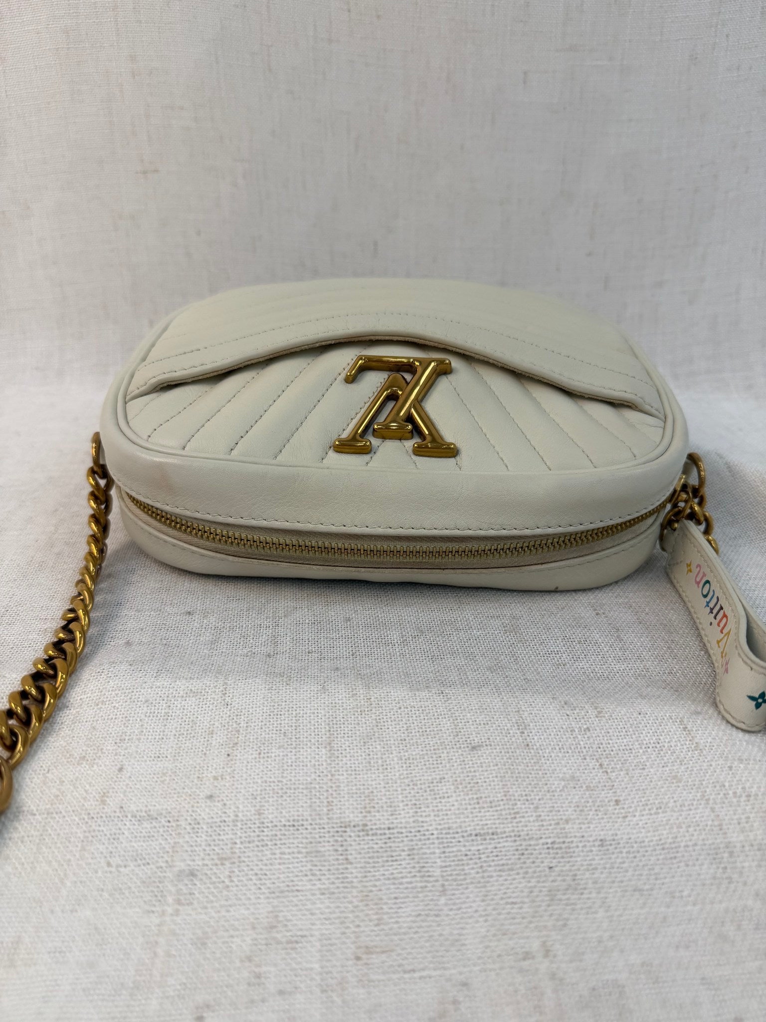 Louis Vuitton White Leather Wave Camera Bag