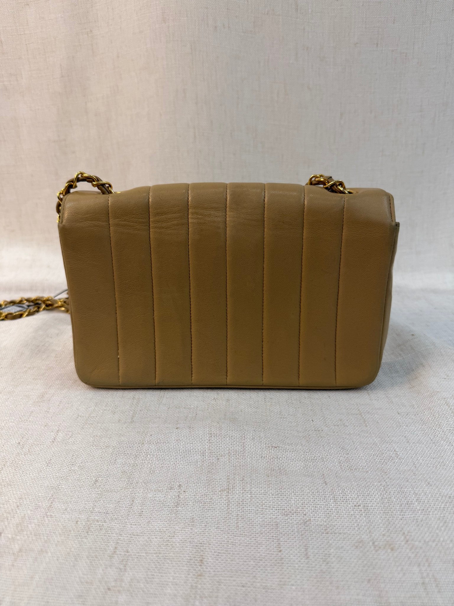 Chanel Beige Lambskin CC Mademoiselle Single Flap Bag