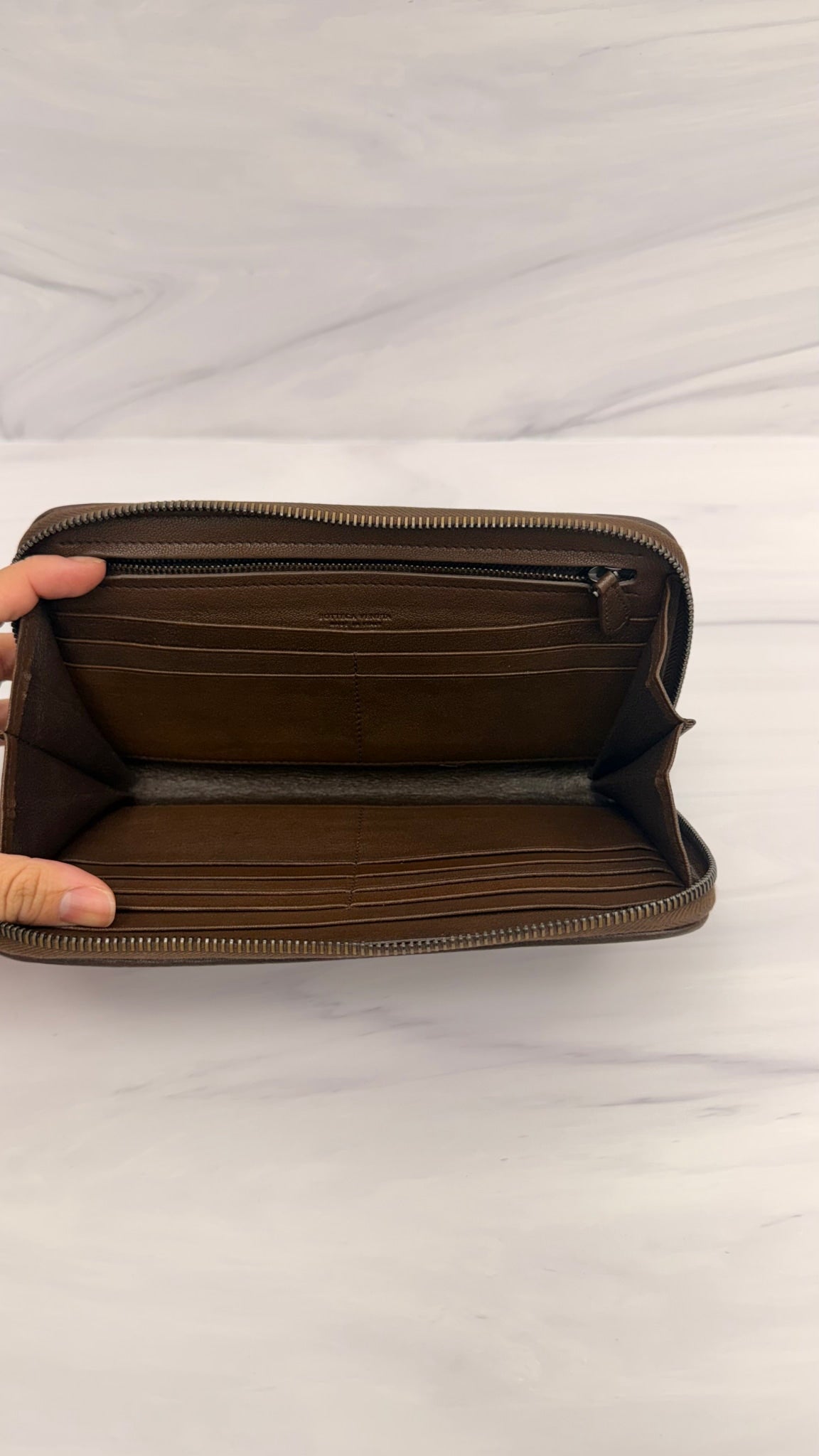 Bottega Veneta Brown Multicolor Intrecciato Leather Zippy Wallet