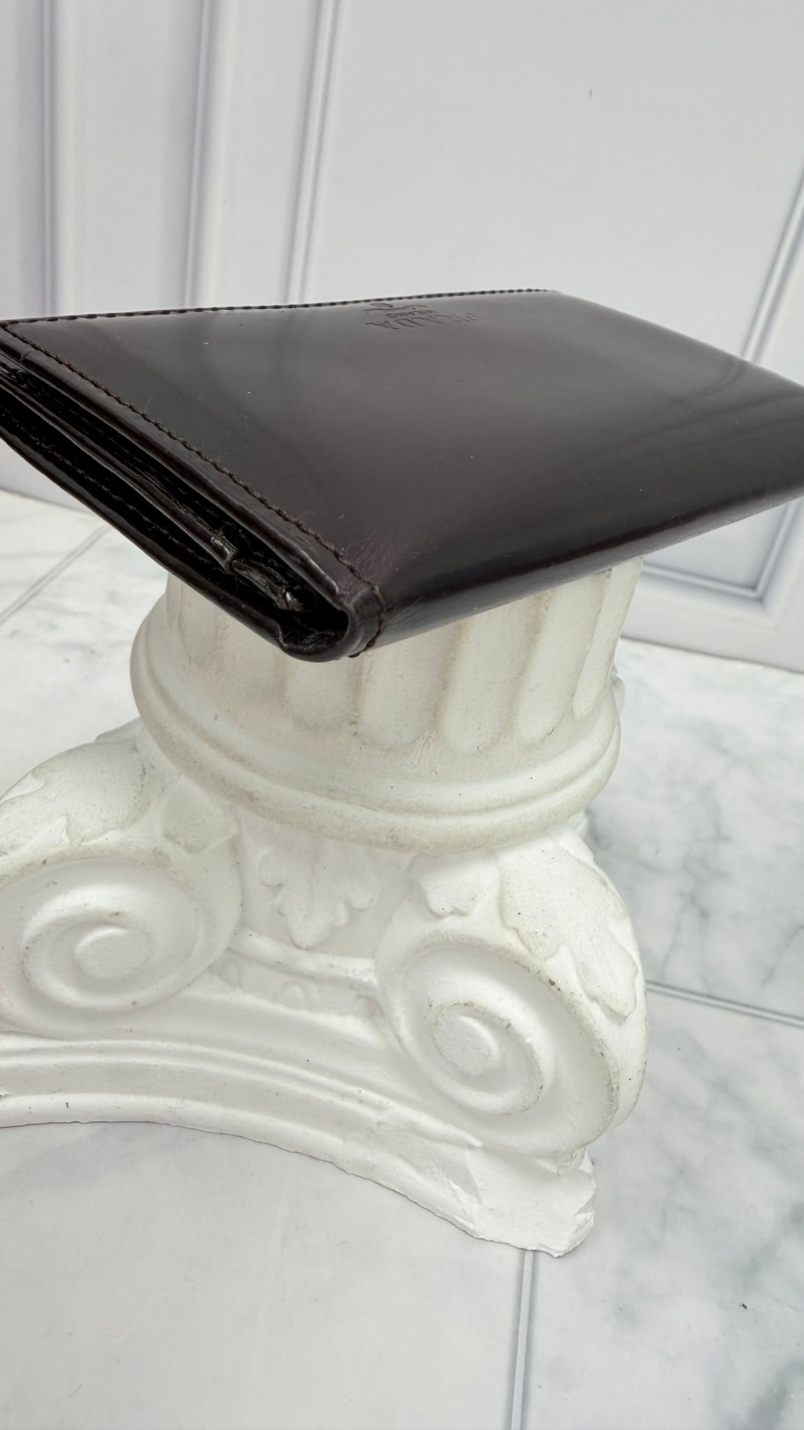 Prada Brown Patent Leather Card Case