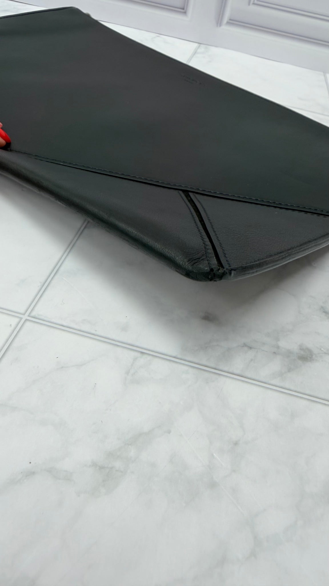 Givenchy Black Leather Large Zip Clutch