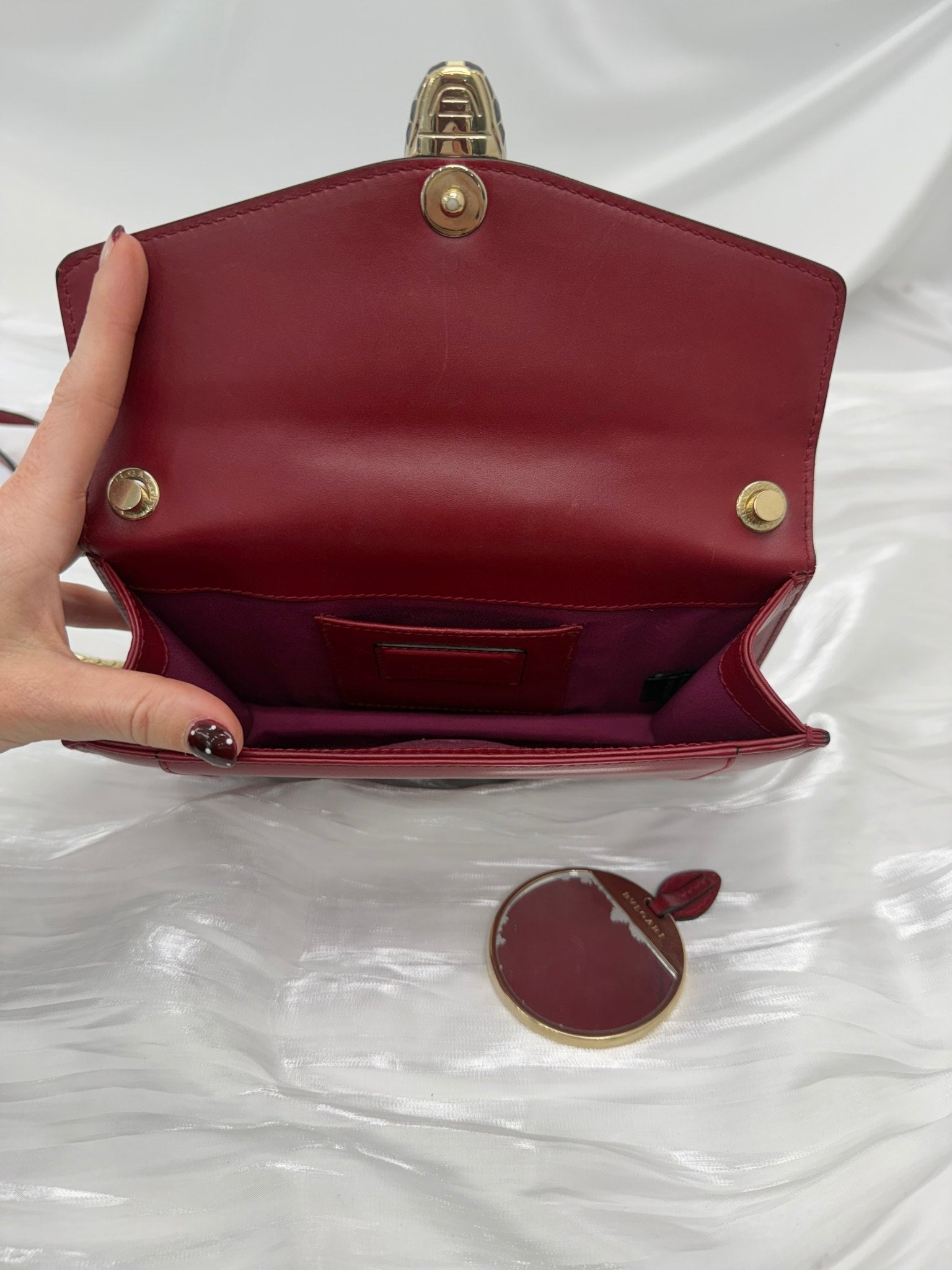 Bvlgari Red Leather Small Serpenti Forever Chain Bag