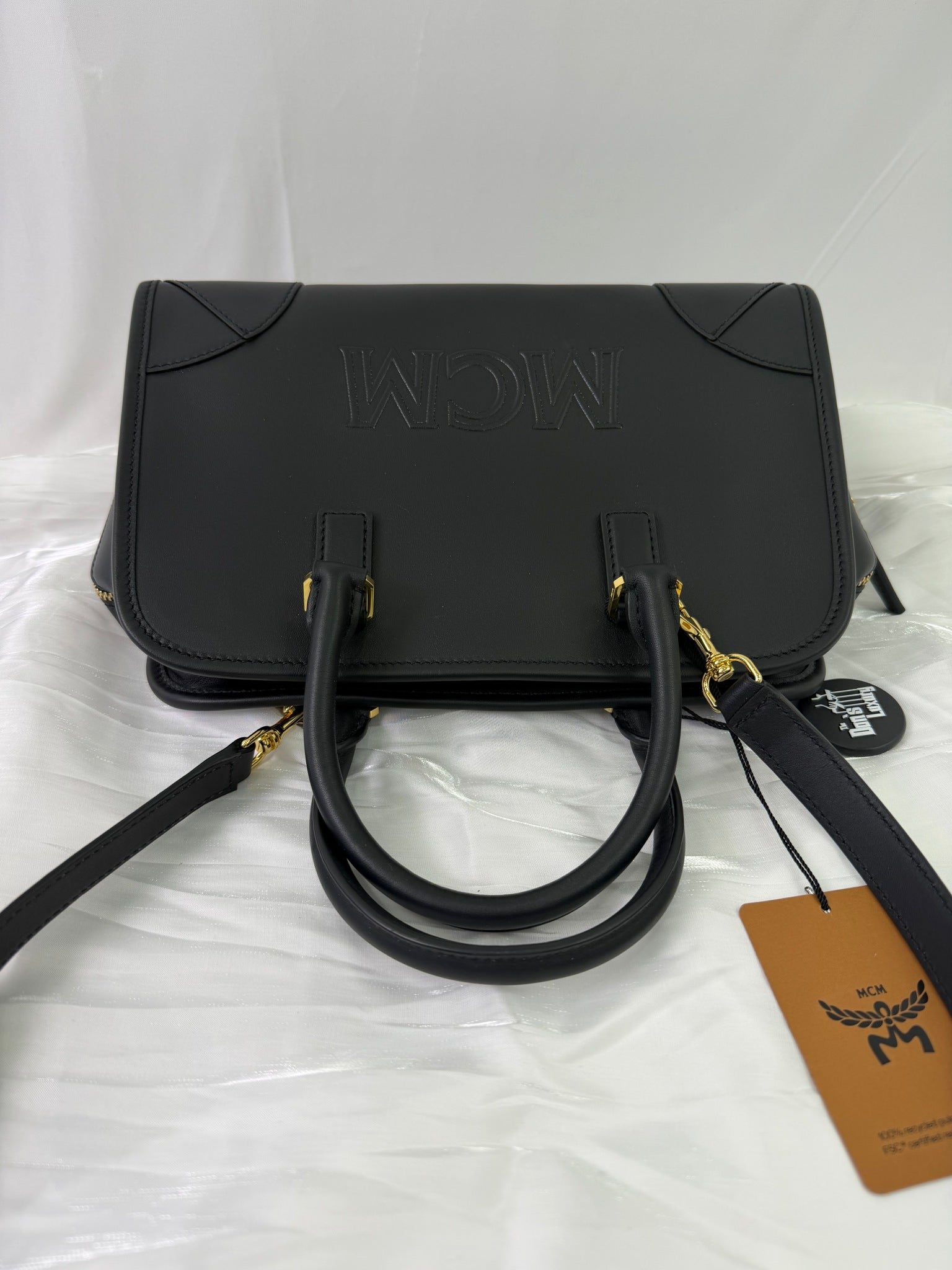 BRAND NEW- MCM Black Leather Aren Boston Bag