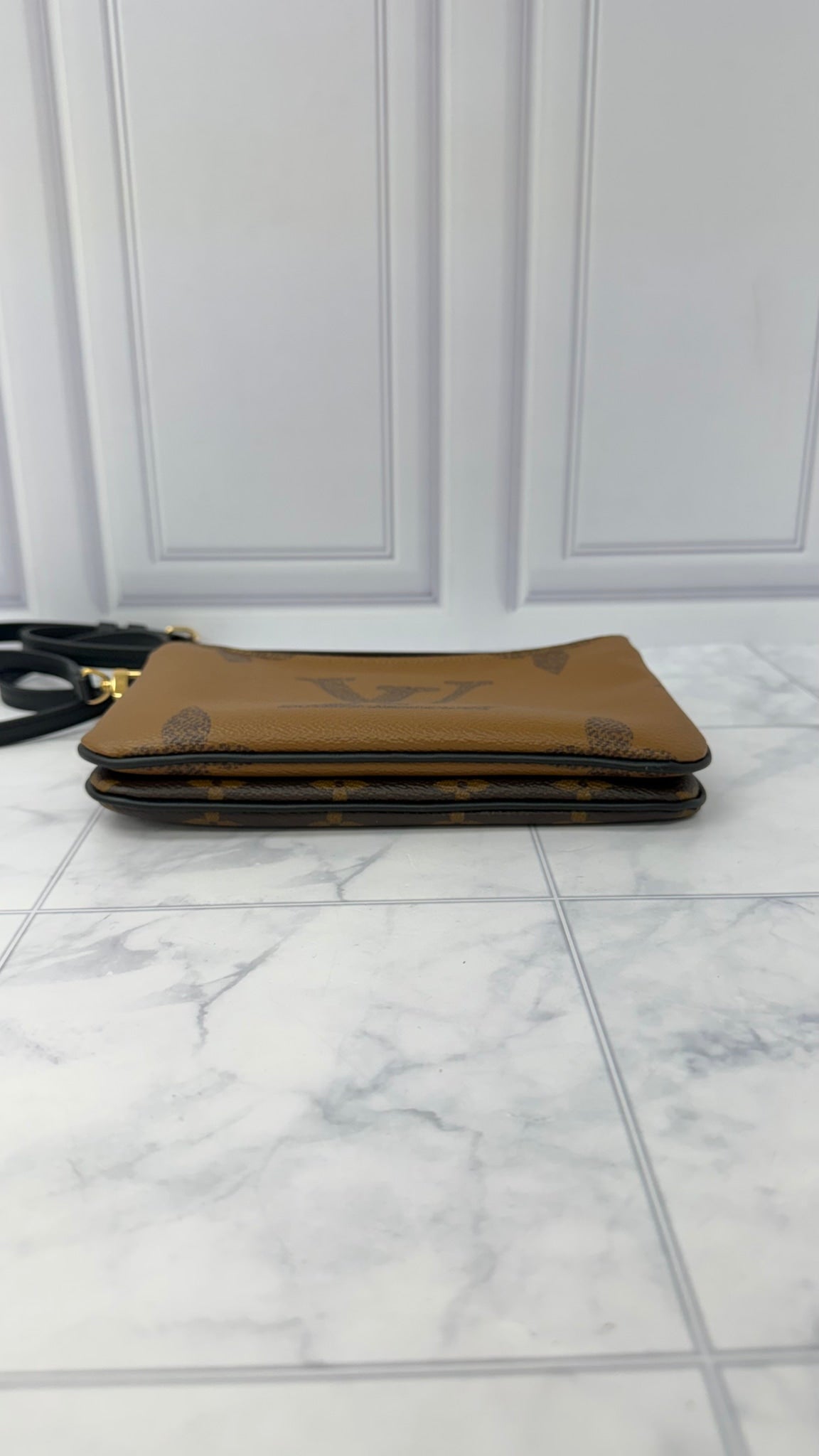 LIKE NEW -  Louis Vuitton Reverse Monogram Double Zip Pochette Crossbody Bag 