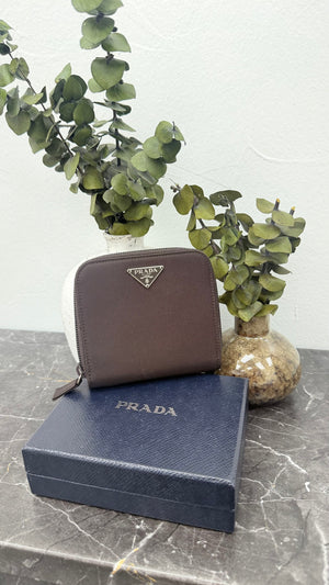 Prada Brown Nylon Compact Wallet