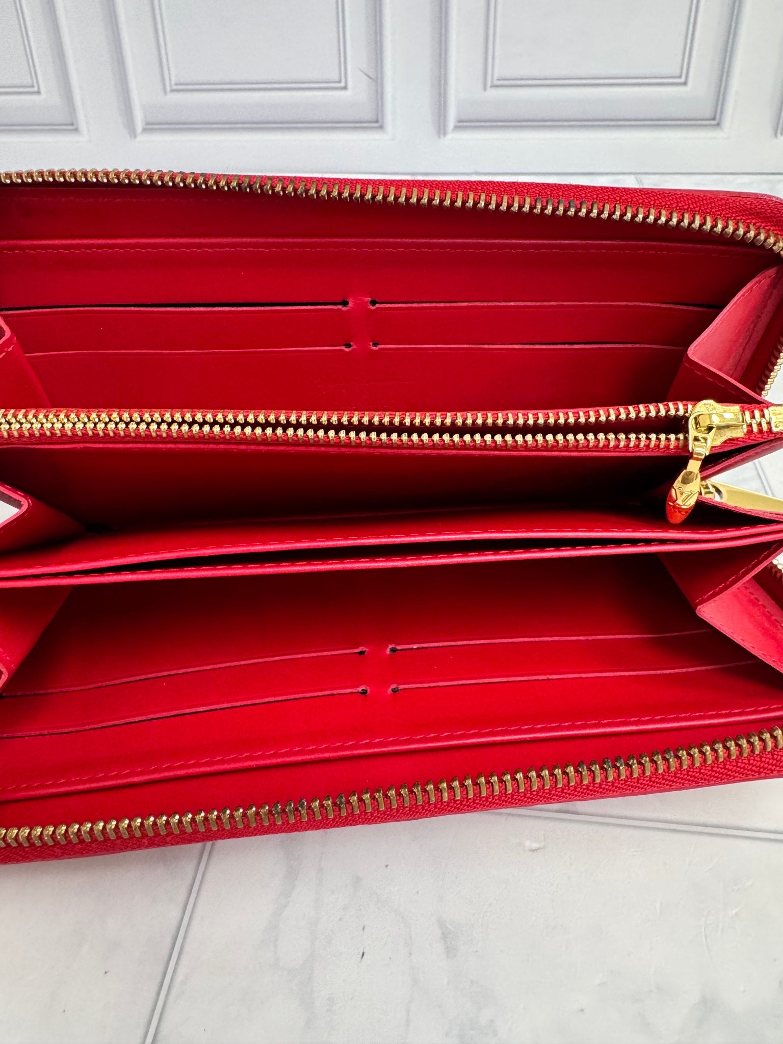 Louis Vuitton Red Vernis Kusama Infinity Dots Zippy Wallet