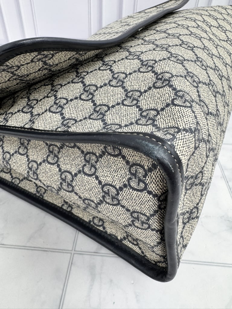 Gucci Navy Blue GG Supreme Web Flap Messenger Bag