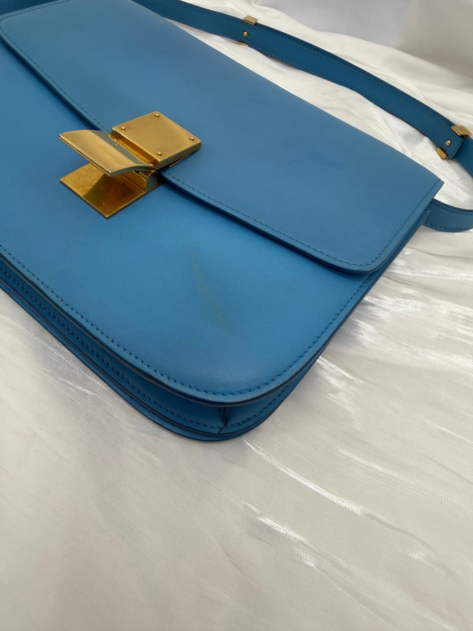 Celine Blue Leather Classic Box Bag