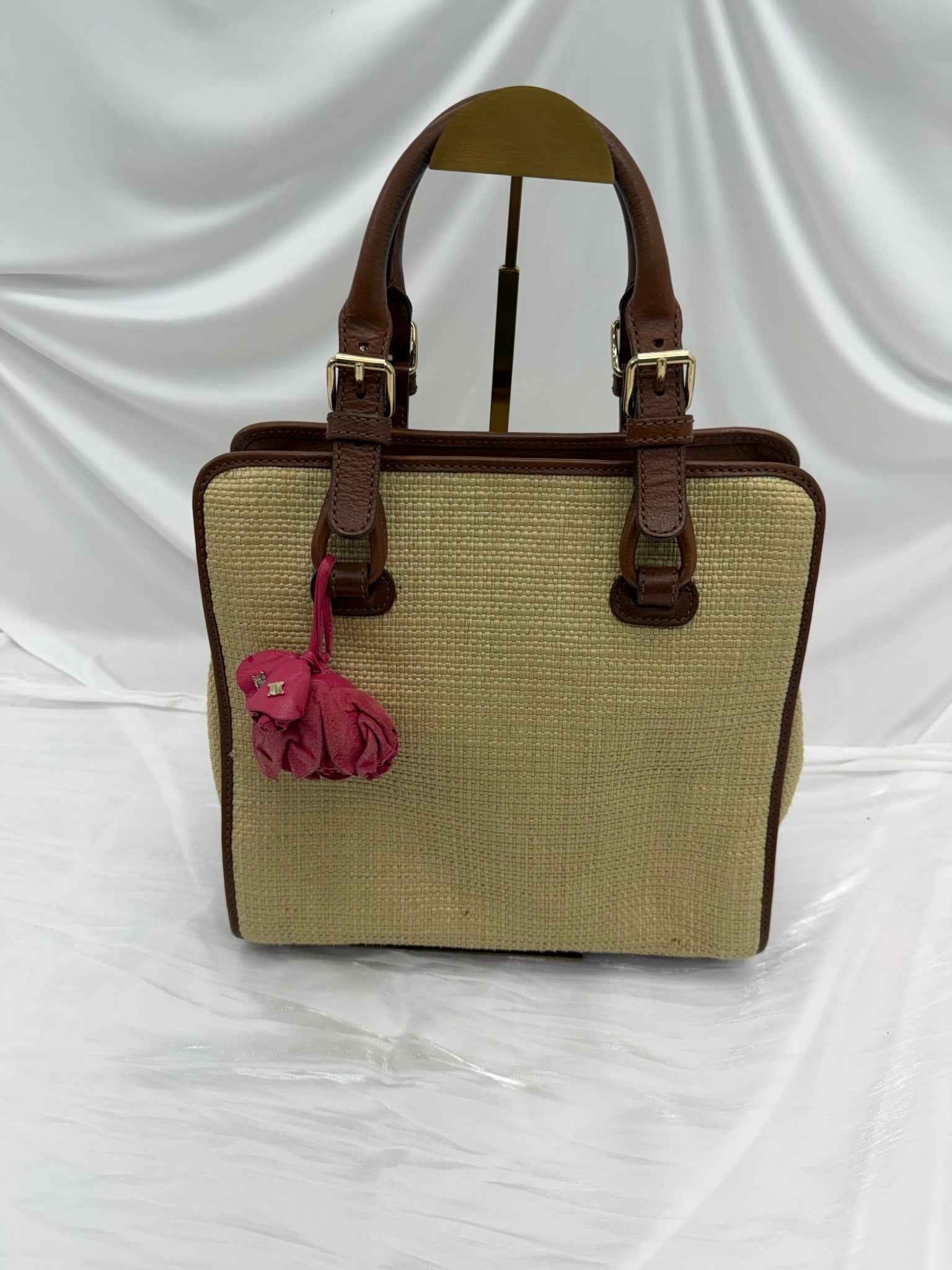 Celine Raffia & Leather Handbag