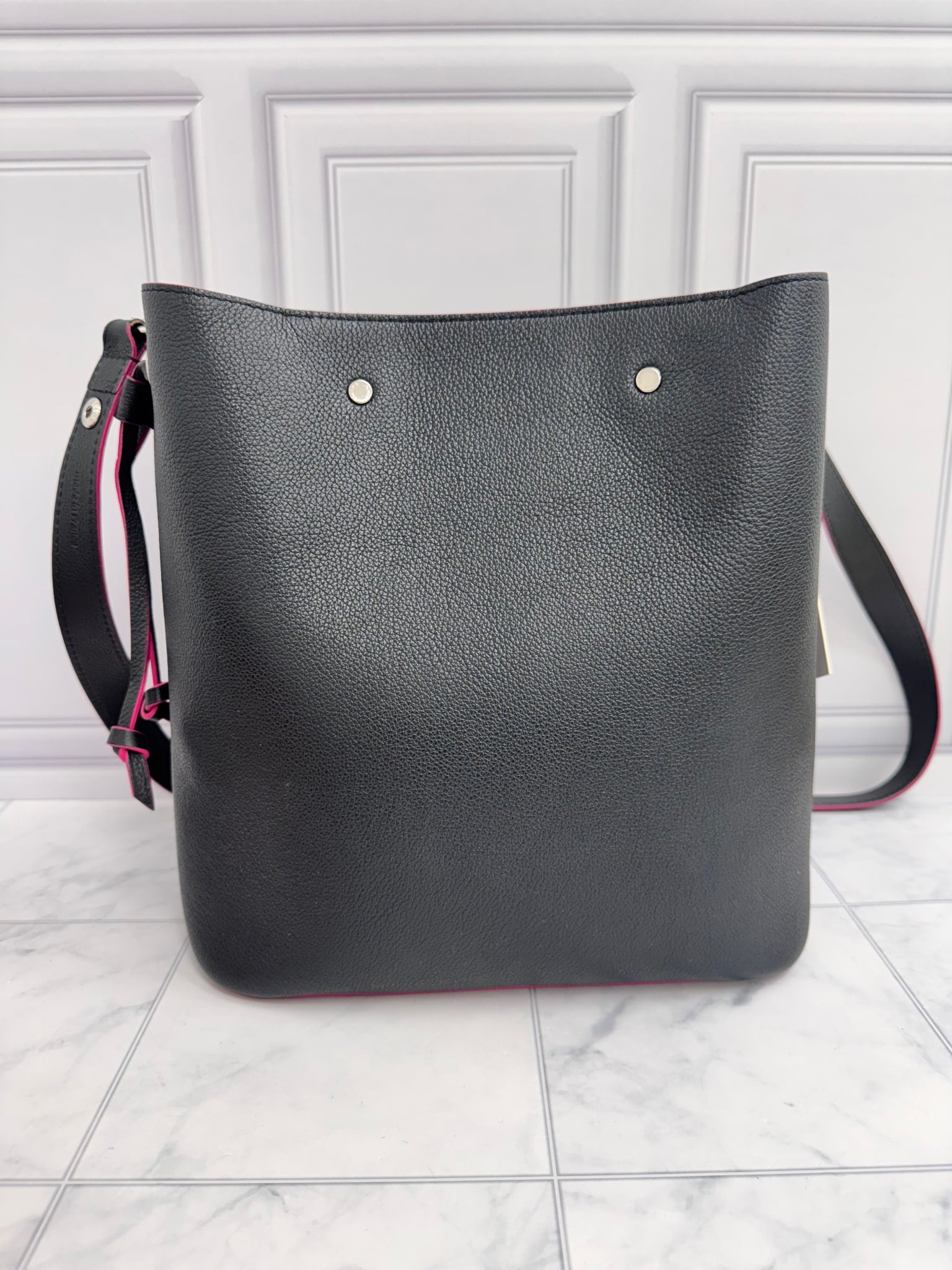 Louis Vuitton Black Leather Lock Me Bucket Bag