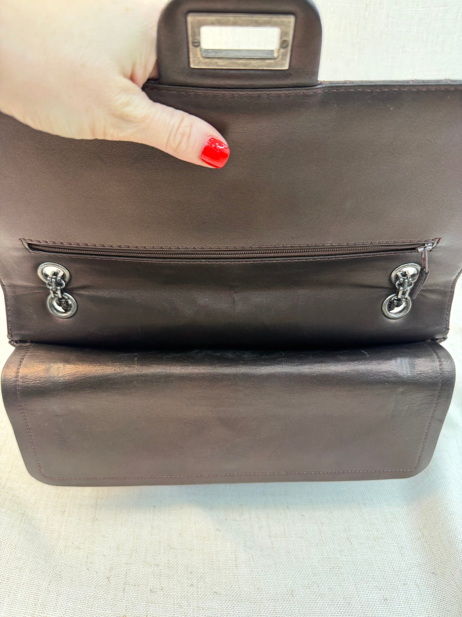 Chanel Brown Bronze Quilted Crinkled Leather Large Reissue 2.55 Flap Bag