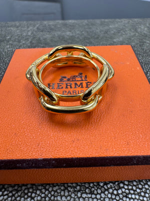 LIKE NEW - Hermes Gold Tone Regate Scarf Ring
