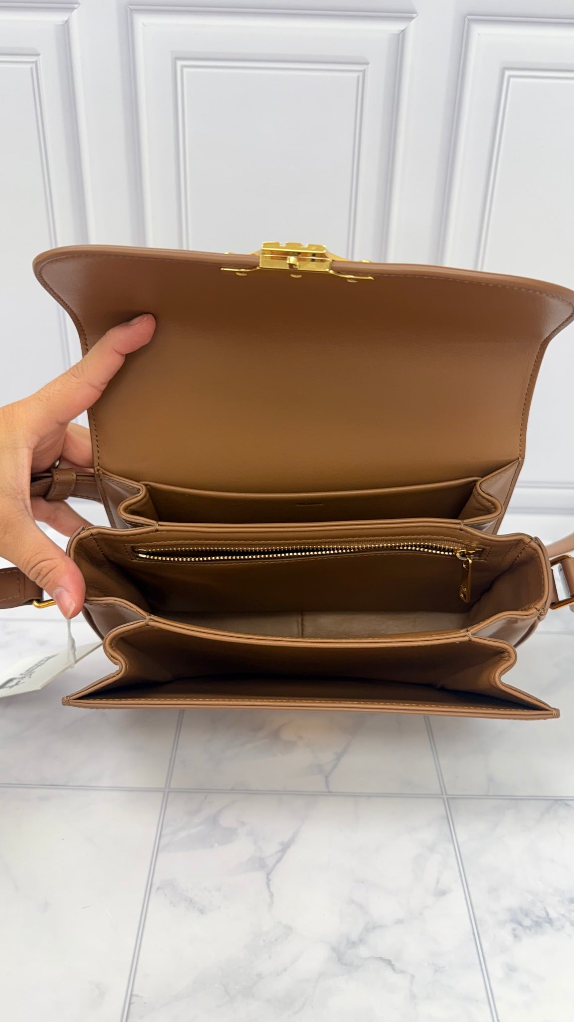 LIKE NEW - Celine Brown Leather Classique Triomphe Crossbody Bag 