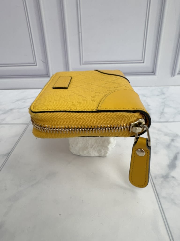 Gucci Yellow Diamante Leather Compact Zippy Wallet