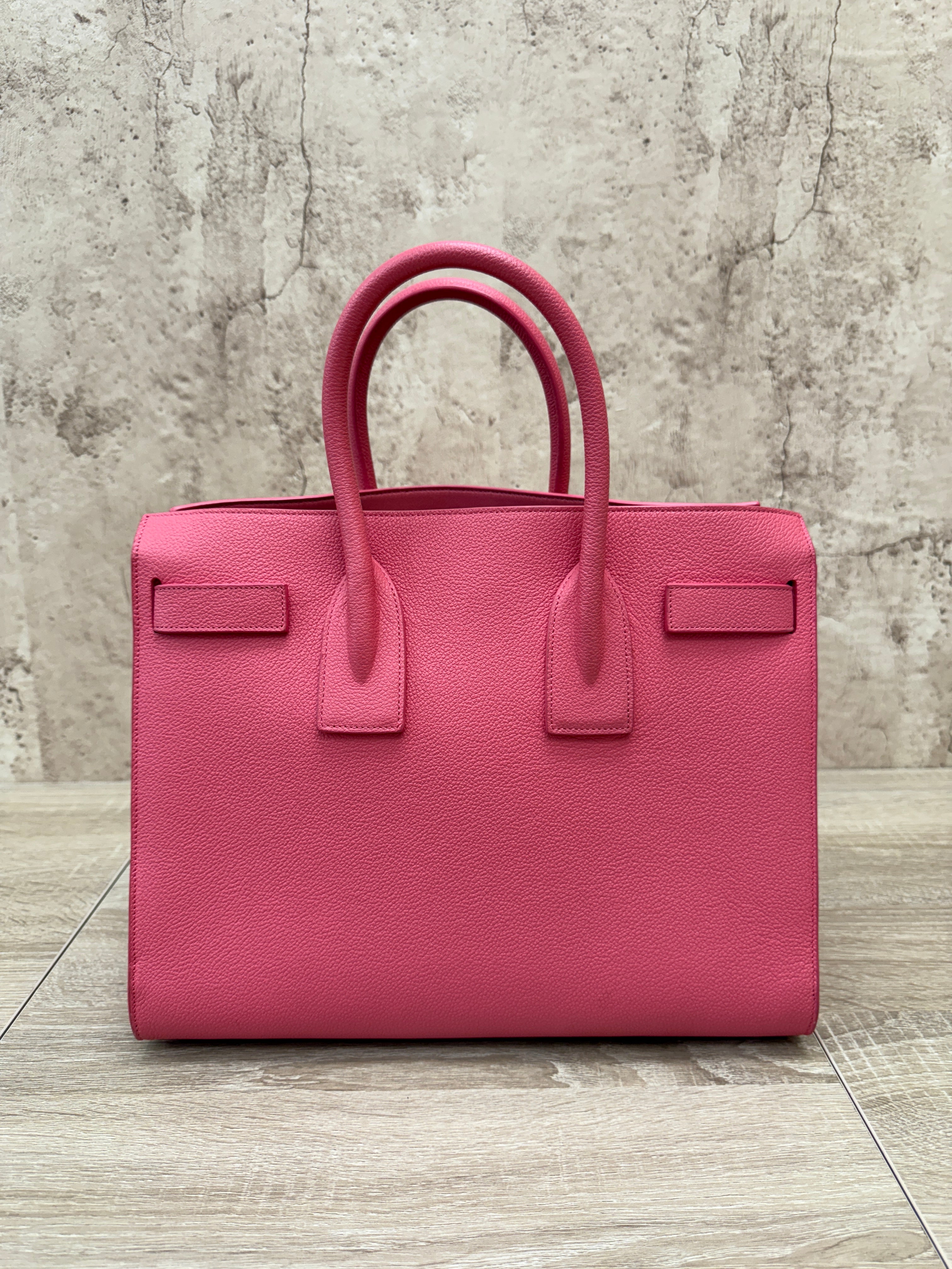 Saint Laurent YSL Pink Leather Sac de Jour Bag 