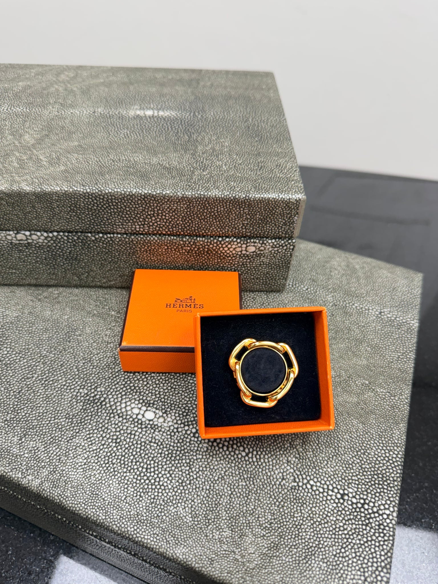 Hermes Gold Tone Regate Chaine d'Ancre Scarf Ring