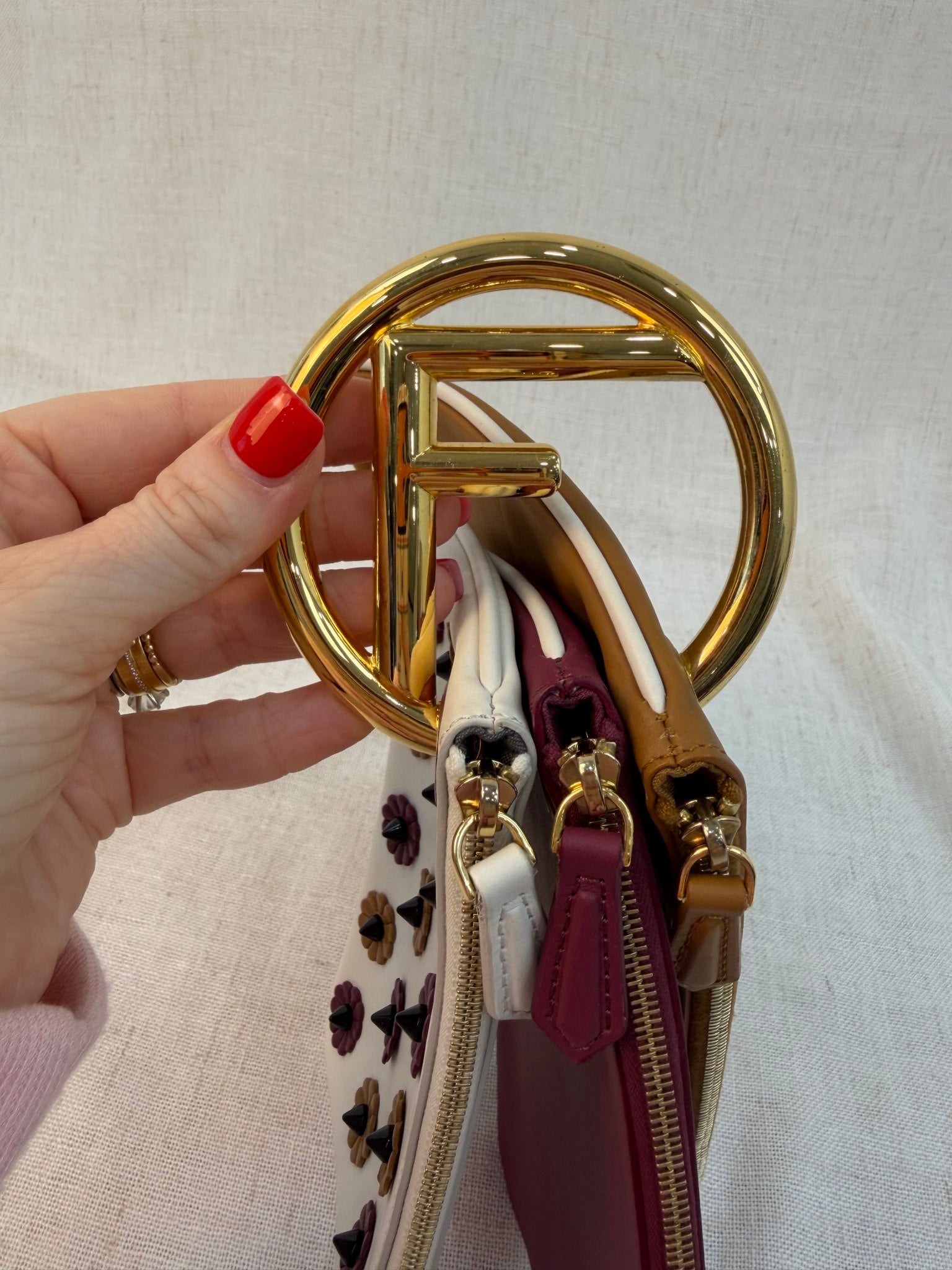 Fendi Multicolor Leather Triplette Pouch Clutch