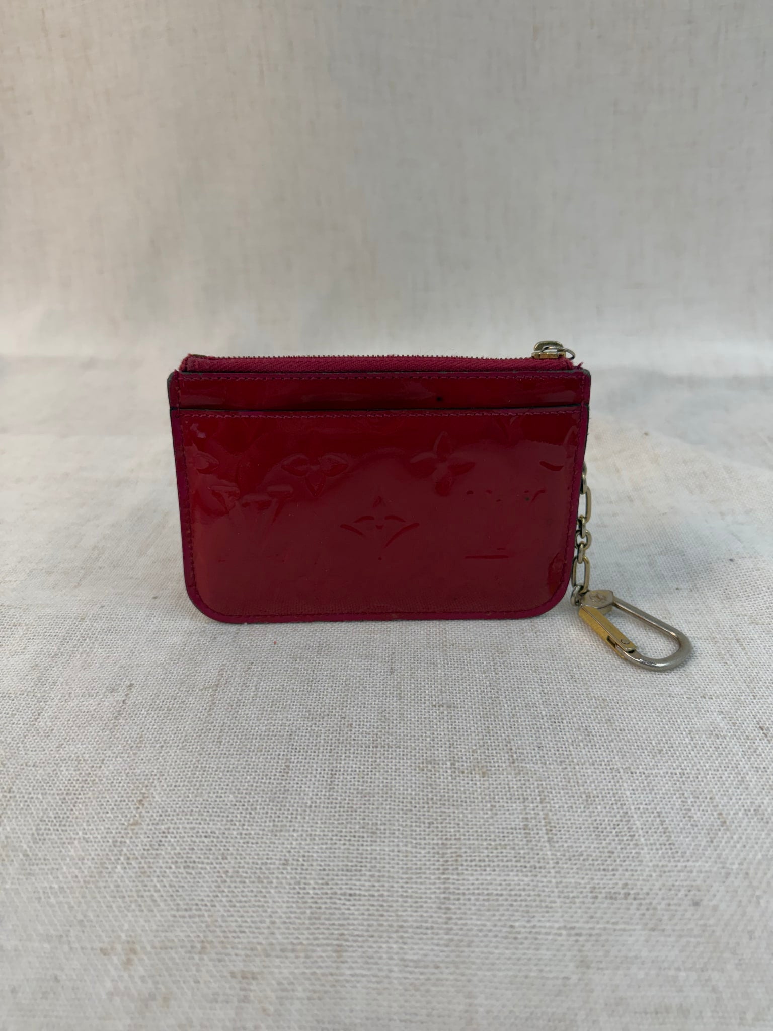Louis Vuitton Red Patent Leather Pochette Key Ring