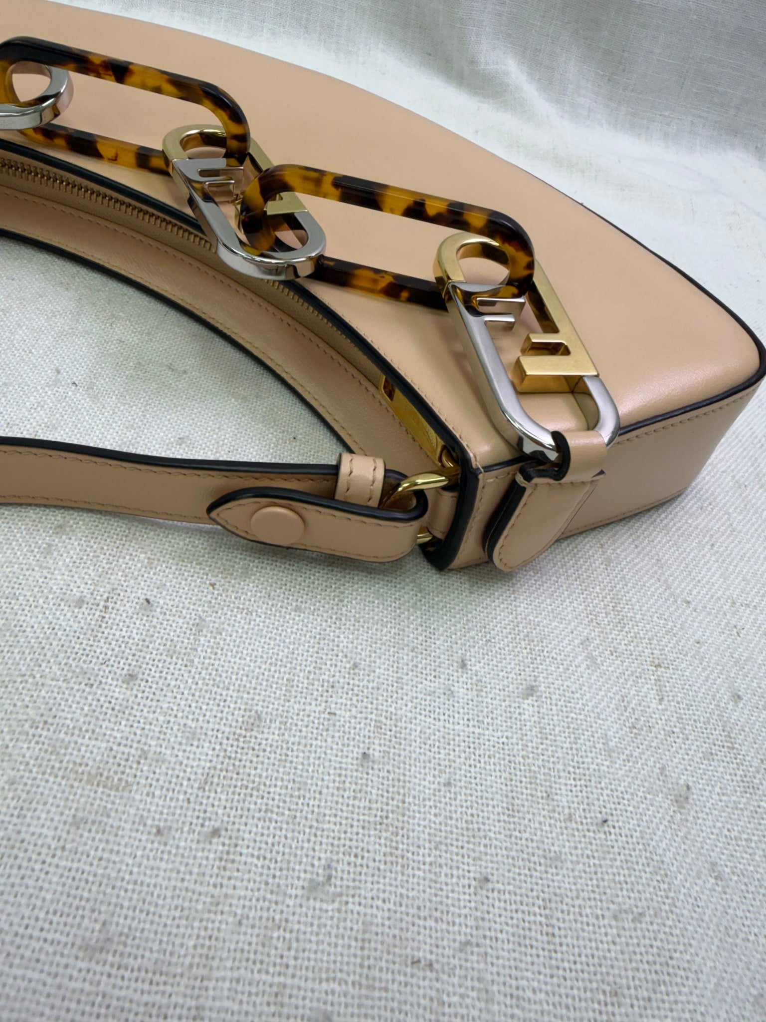 Fendi Peach Leather O'Lock Swing Bag