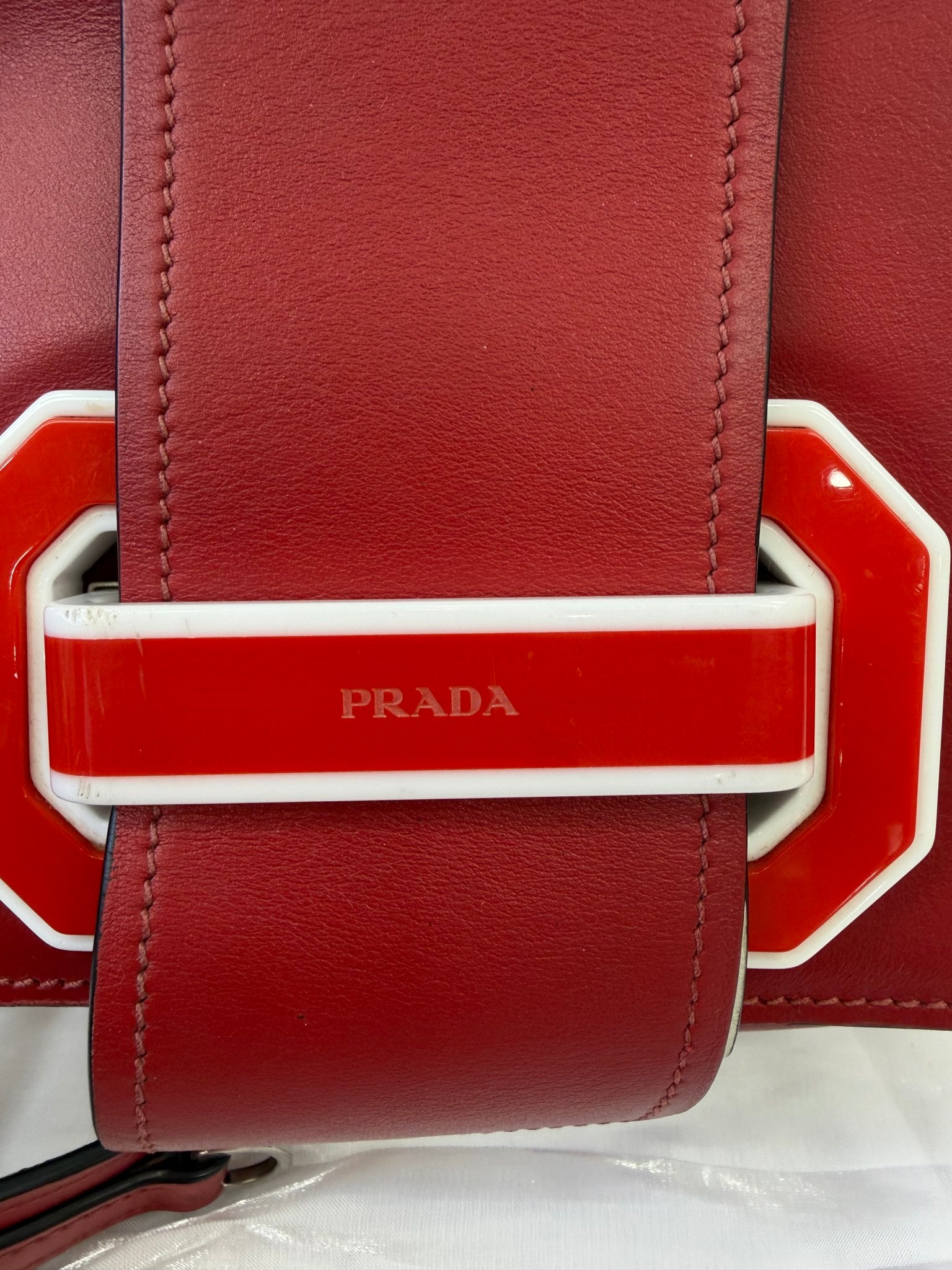 Prada Red Leather Plex Ribbon Bag