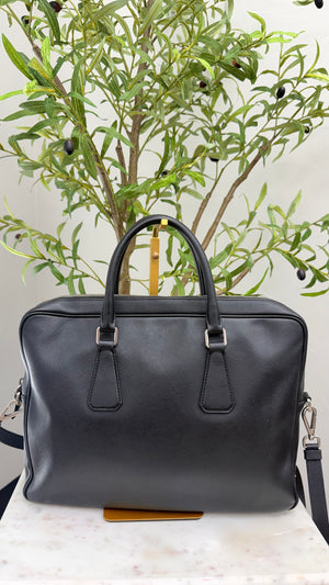 Prada Black Saffiano Leather Briefcase
