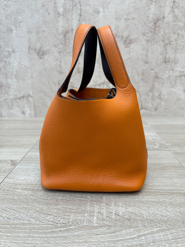 Hermes Orange Taurillon Clemence Picotin 18 PM