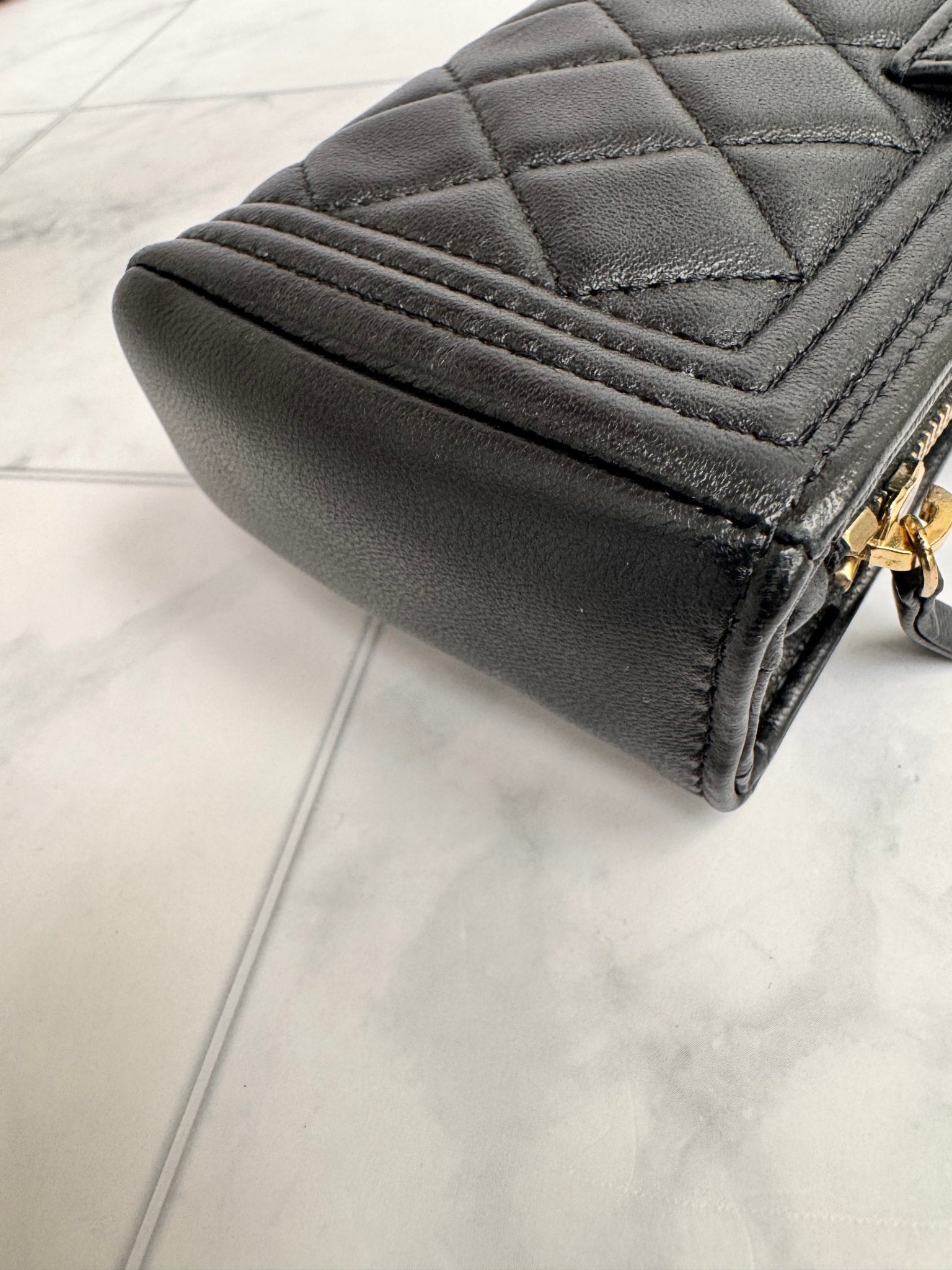 Chanel Black Quilted Leather Boy Clutch