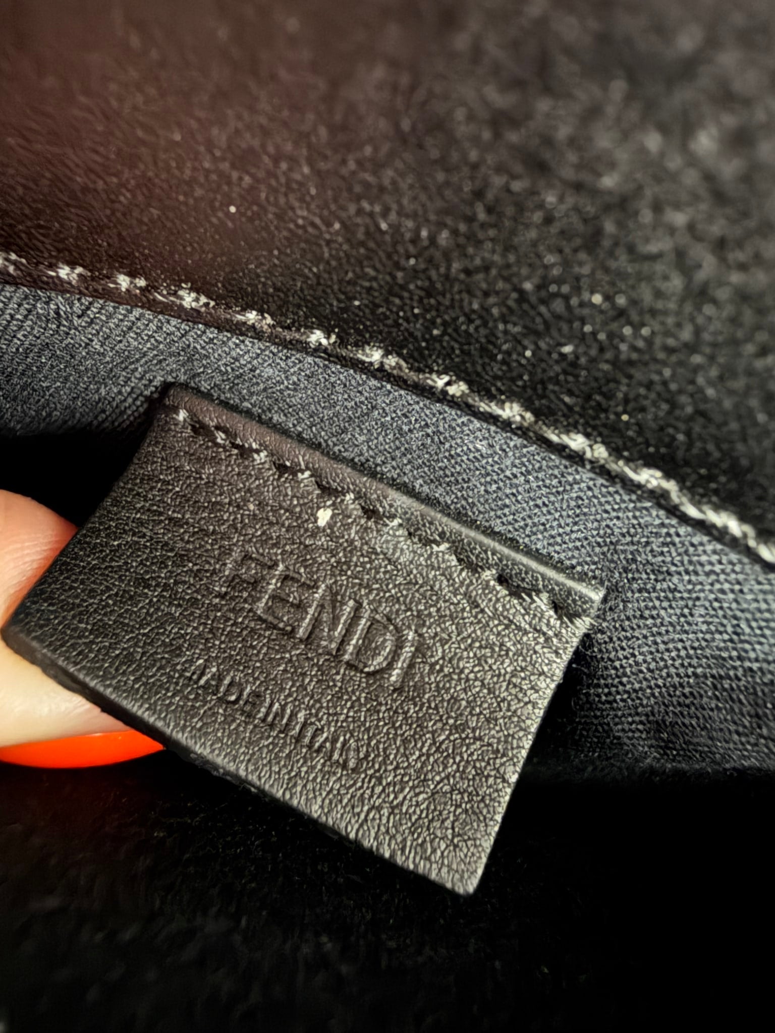 Fendi Black Leather Studded Chain Crossbody 