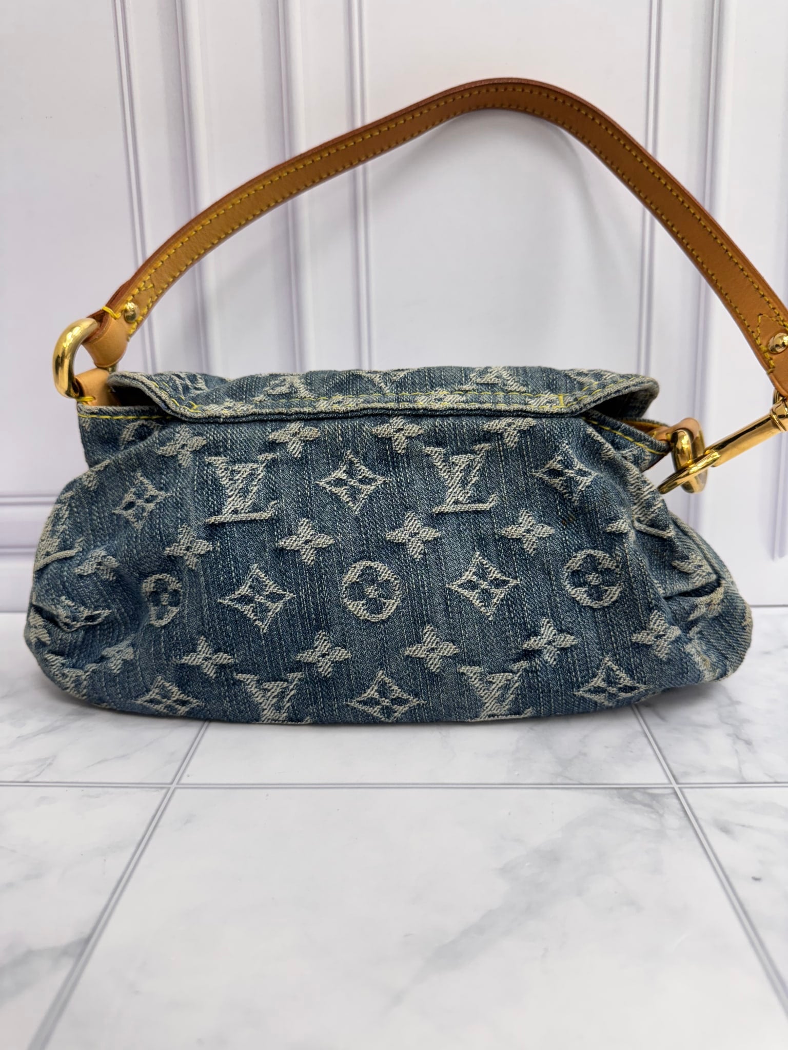 Louis Vuitton Blue Denim Monogram Mini Pleaty Shoulder Bag