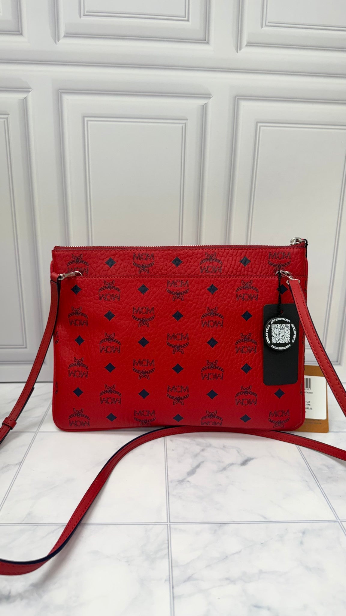BRAND NEW - MCM Red Visetos Crossbody Bag 