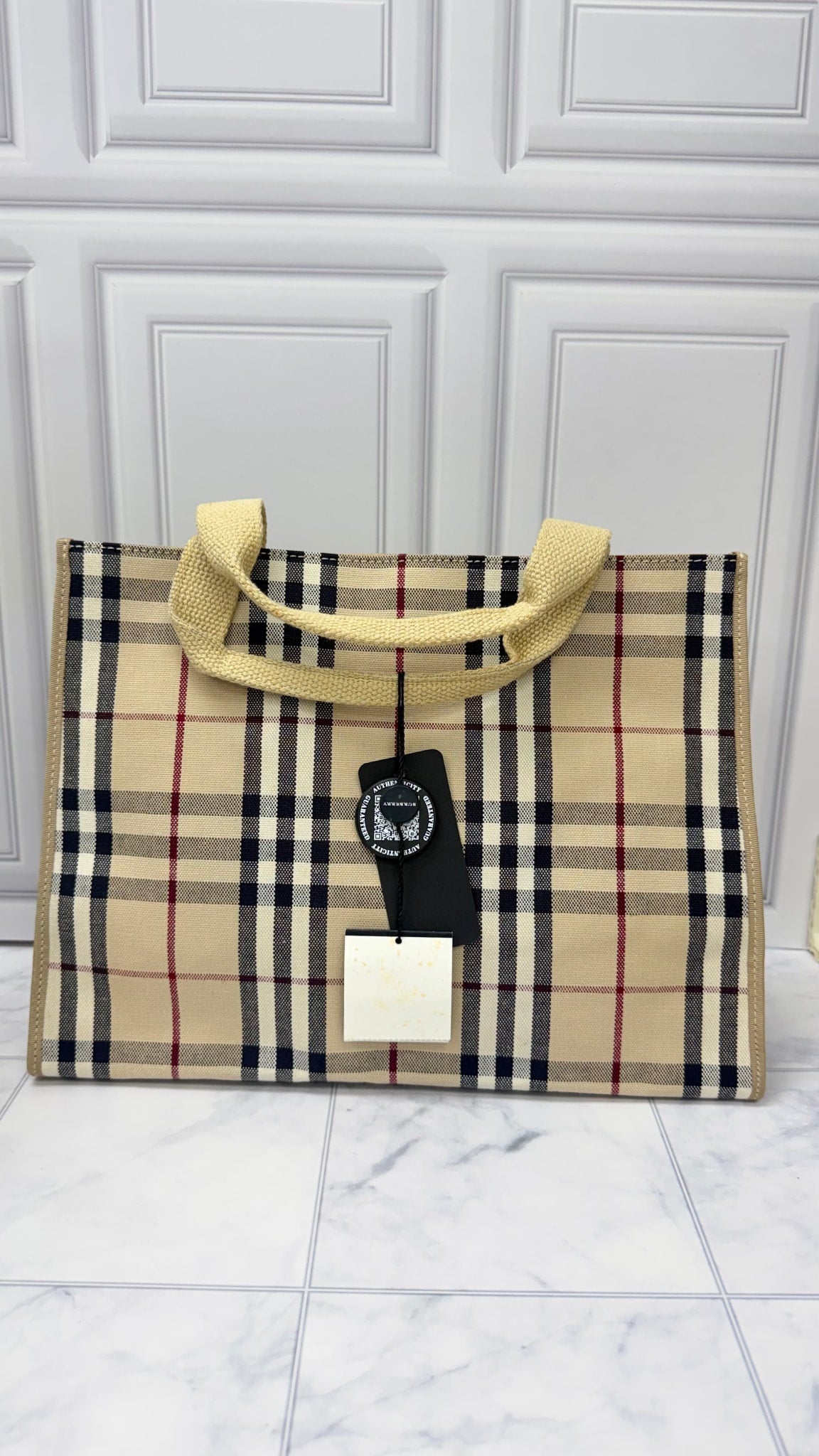 Burberry Beige Novacheck Canvas Tote Bag