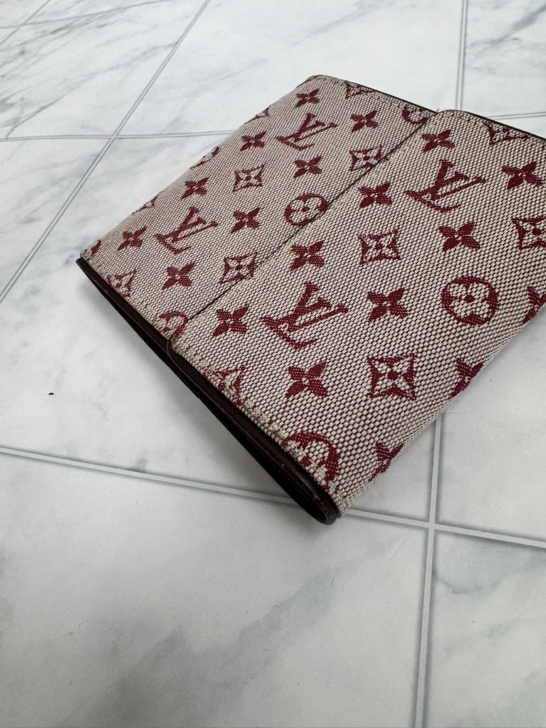 Louis Vuitton Red Monogram Canvas Mini Lin Compact Wallet
