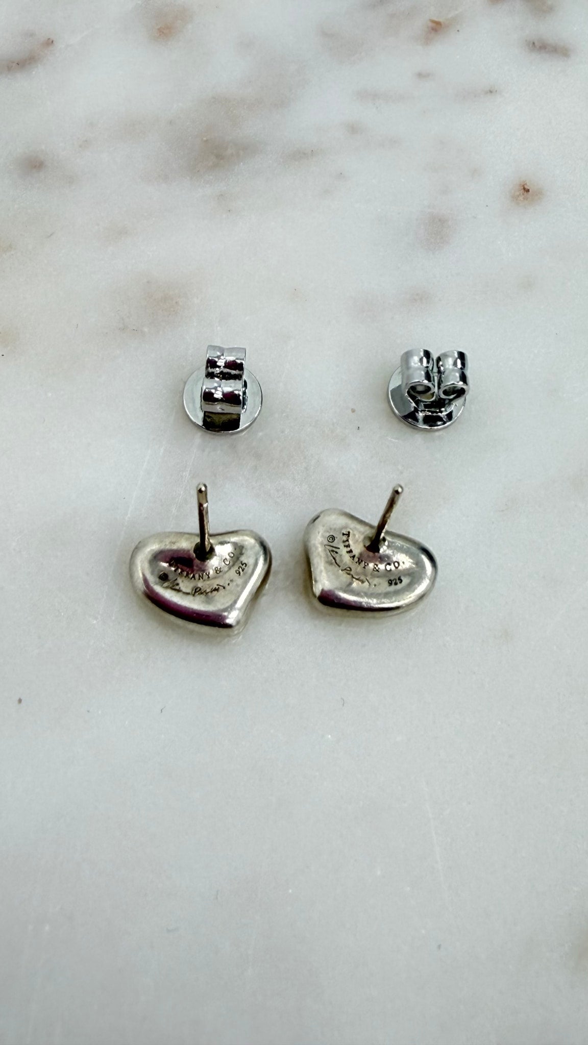 Tiffany & Co. x Elsa Peretti Sterling Silver Full Heart Stud Earrings