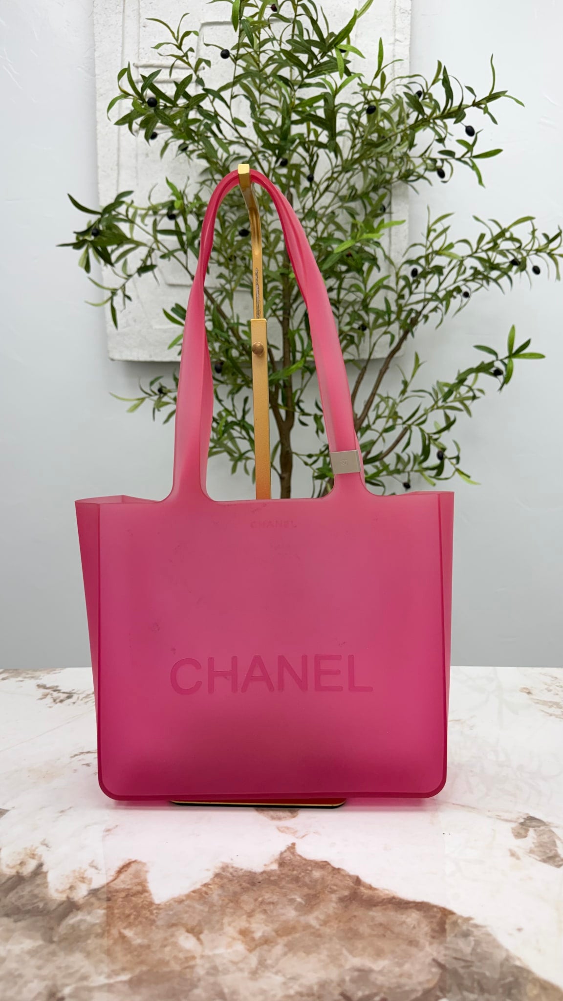 Chanel Pink Translucent Jelly Logo Shoulder Bag 