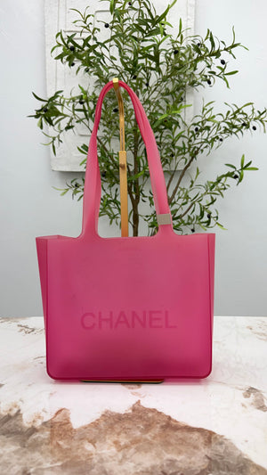 Chanel Pink Translucent Jelly Logo Shoulder Bag