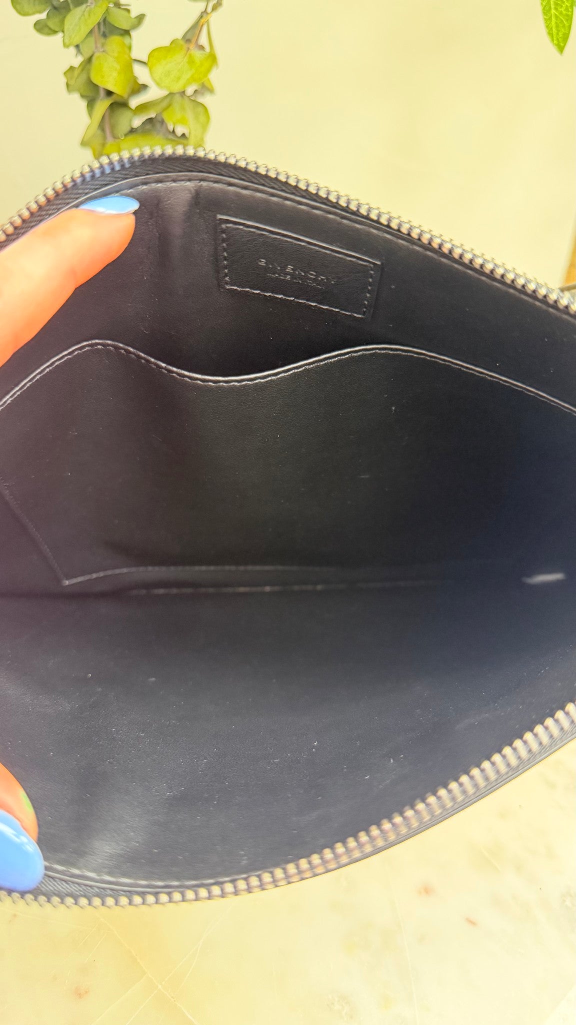 Givenchy Metallic Gold & Black Leather Zipper Pouch