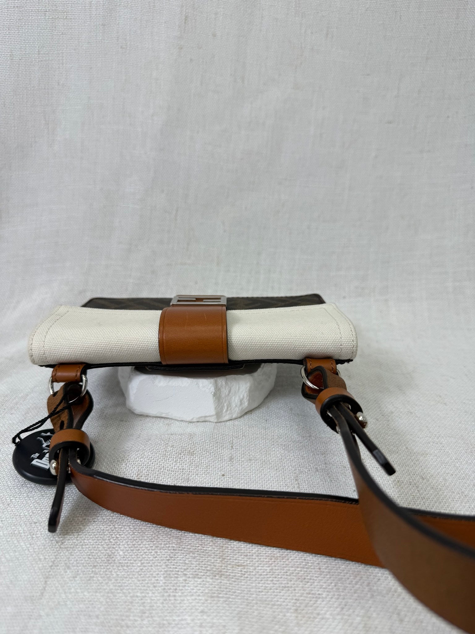 Fendi Zucca Tricolor Leather Baguette Crossbody Bag